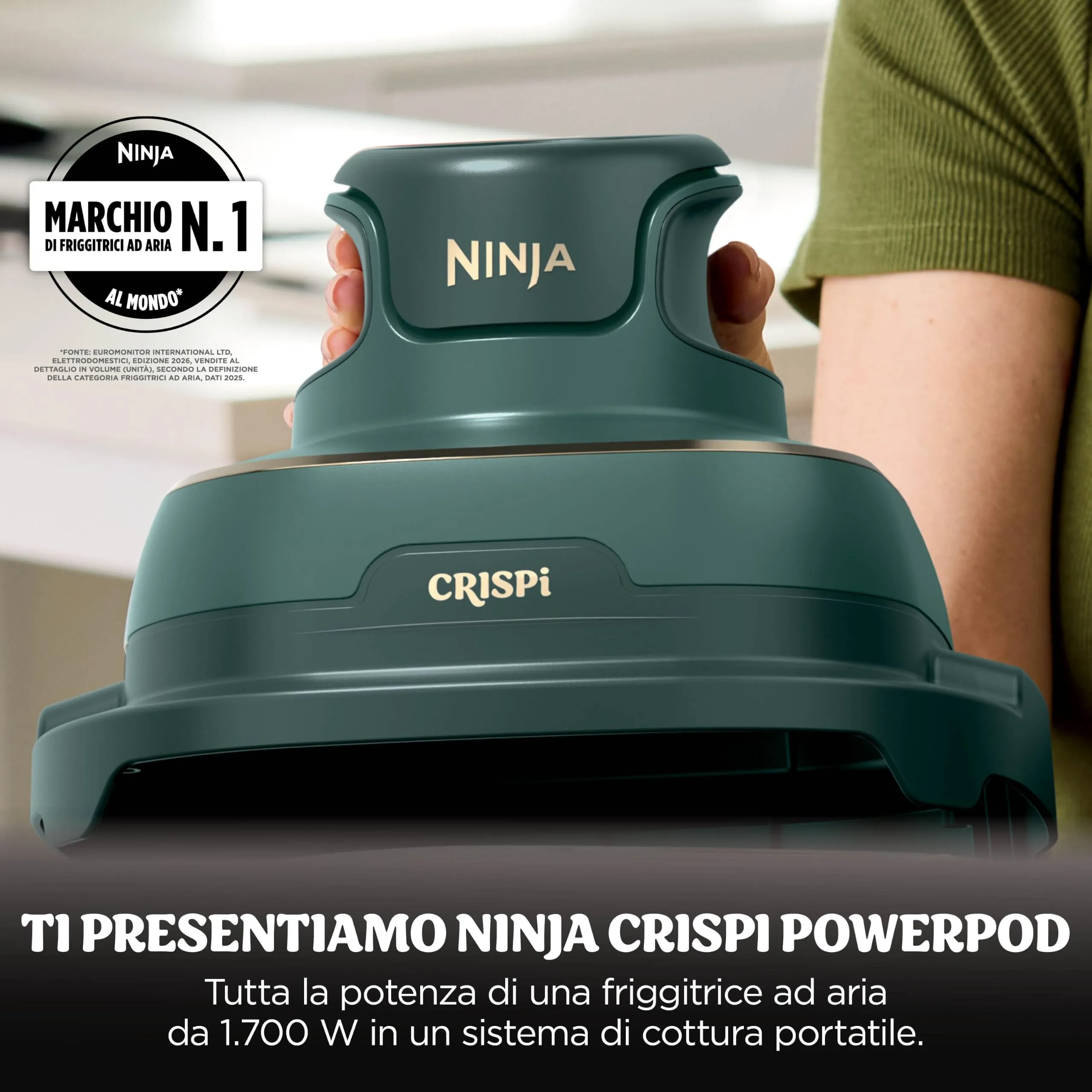 Ninja CRISPi Friggitrice ad aria, contenitore in vetro da 3,8 l, due da 2,3 l, coperchi, 4 in 1: Frittura ad aria, Cottura arrosto, Mantenimento a caldo, Recrisp, compatta, 1700 W, Oro verde FN203EU - immagine 5