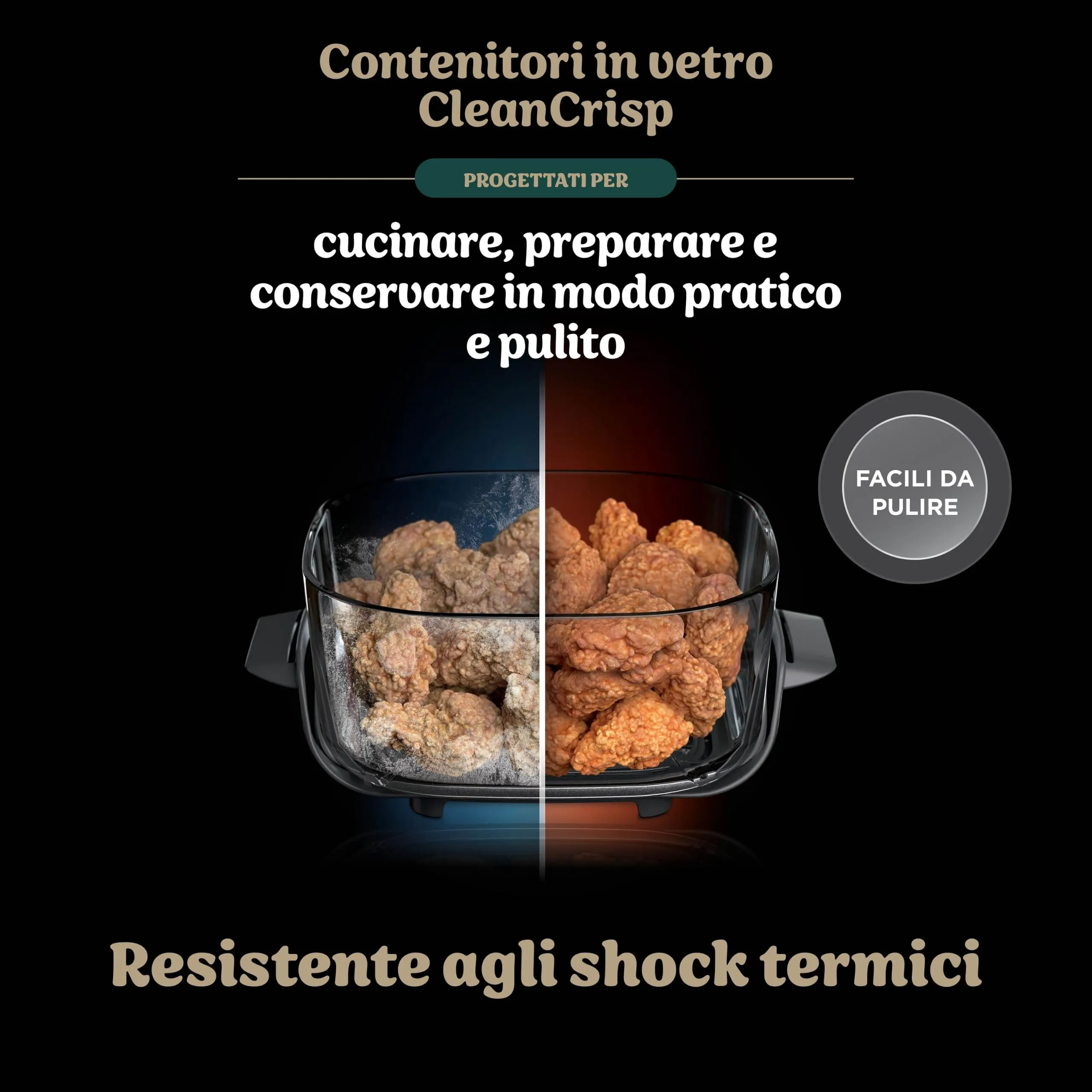 Ninja CRISPi Friggitrice ad aria, contenitore in vetro da 3,8 l, due da 2,3 l, coperchi, 4 in 1: Frittura ad aria, Cottura arrosto, Mantenimento a caldo, Recrisp, compatta, 1700 W, Oro verde FN203EU - immagine 7