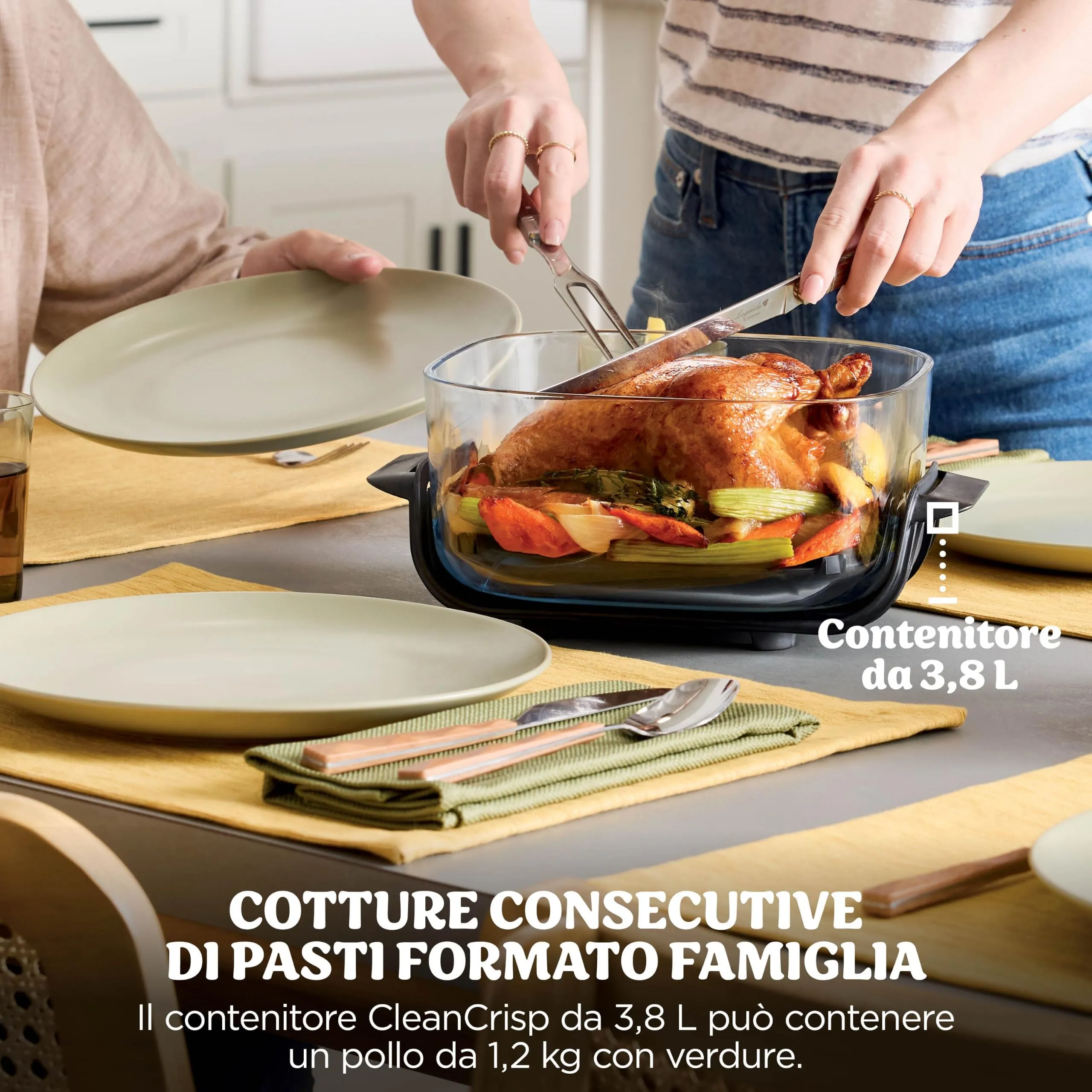 Ninja CRISPi Friggitrice ad aria, contenitore in vetro da 3,8 l, due da 2,3 l, coperchi, 4 in 1: Frittura ad aria, Cottura arrosto, Mantenimento a caldo, Recrisp, compatta, 1700 W, Oro verde FN203EU - immagine 8