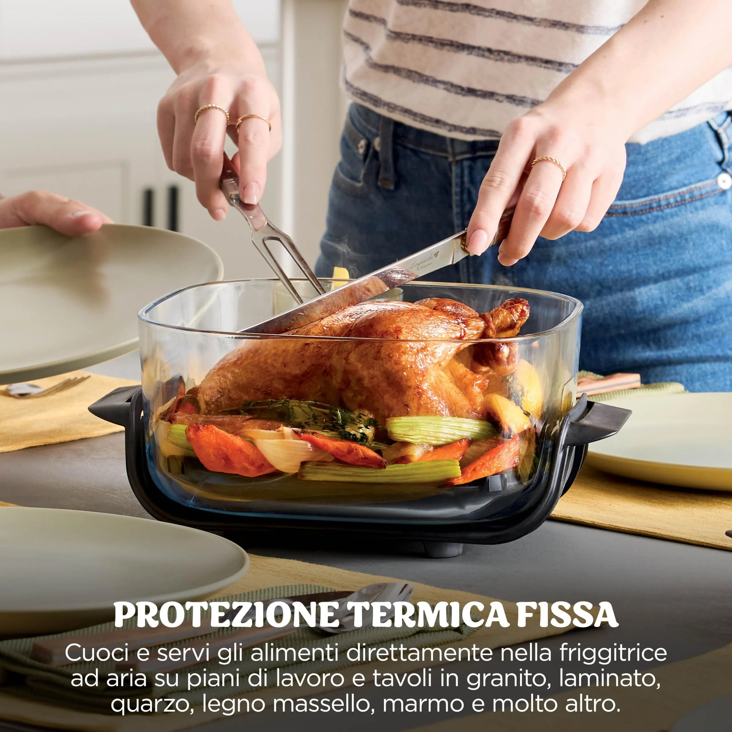 Ninja CRISPi Friggitrice ad aria, contenitore in vetro da 3,8 l, due da 2,3 l, coperchi, 4 in 1: Frittura ad aria, Cottura arrosto, Mantenimento a caldo, Recrisp, compatta, 1700 W, Oro verde FN203EU - immagine 12