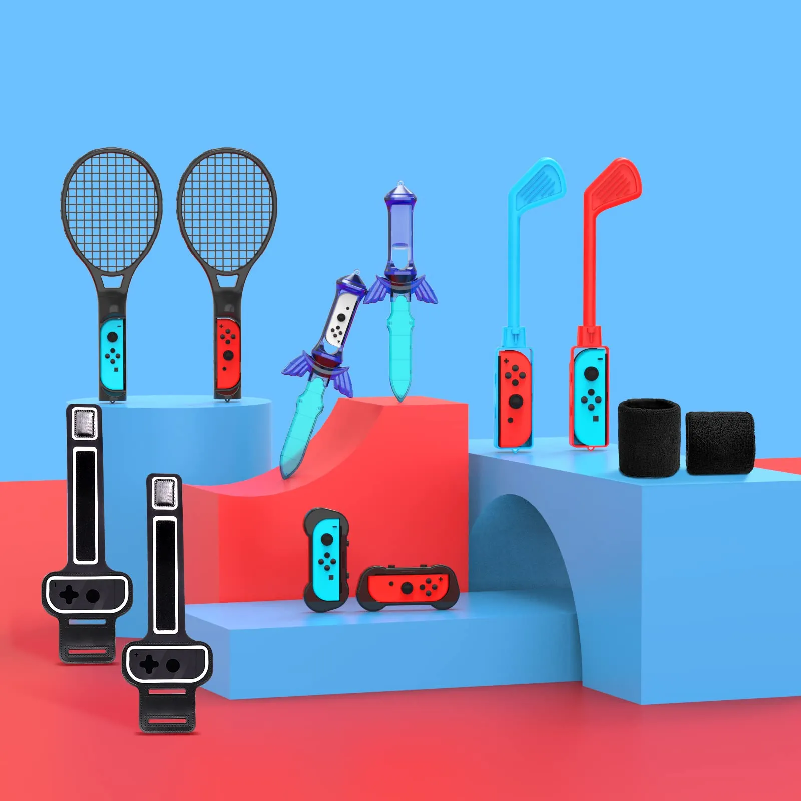 2024 Switch Kit di accessori per Nintendo Switch - 12 in 1 Family Party Pack Set di accessori per il gioco Kit per Nintendo Switch e giochi sportivi OLED - immagine 7