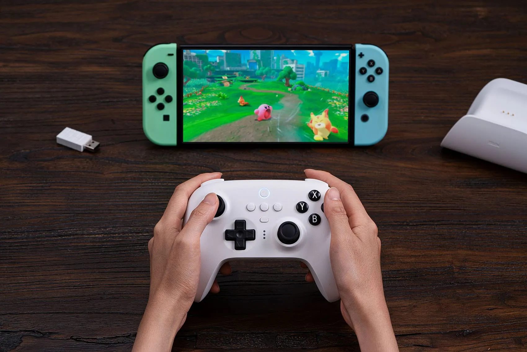 8BitDo Ultimate Bluetooth & 2.4g Controller with Charging Dock for Switch and Windows - White - immagine 8
