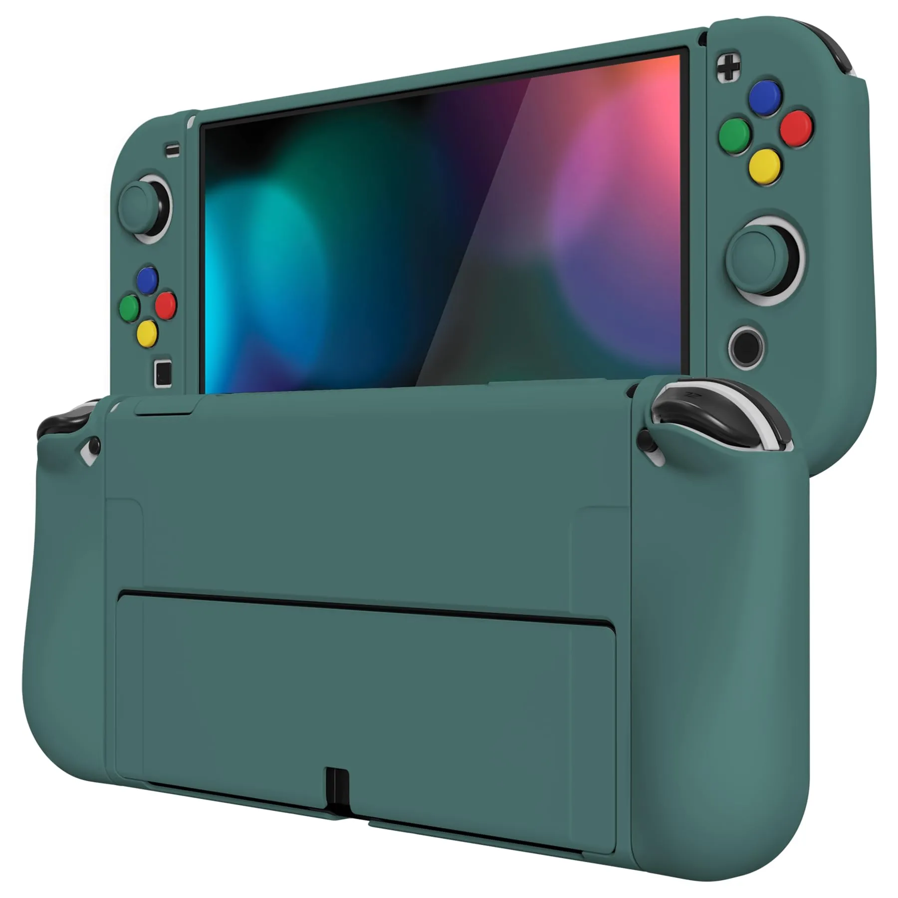 playvital Cover per Nintendo Switch OLED, Custodia Morbida TPU, Verde - immagine 1