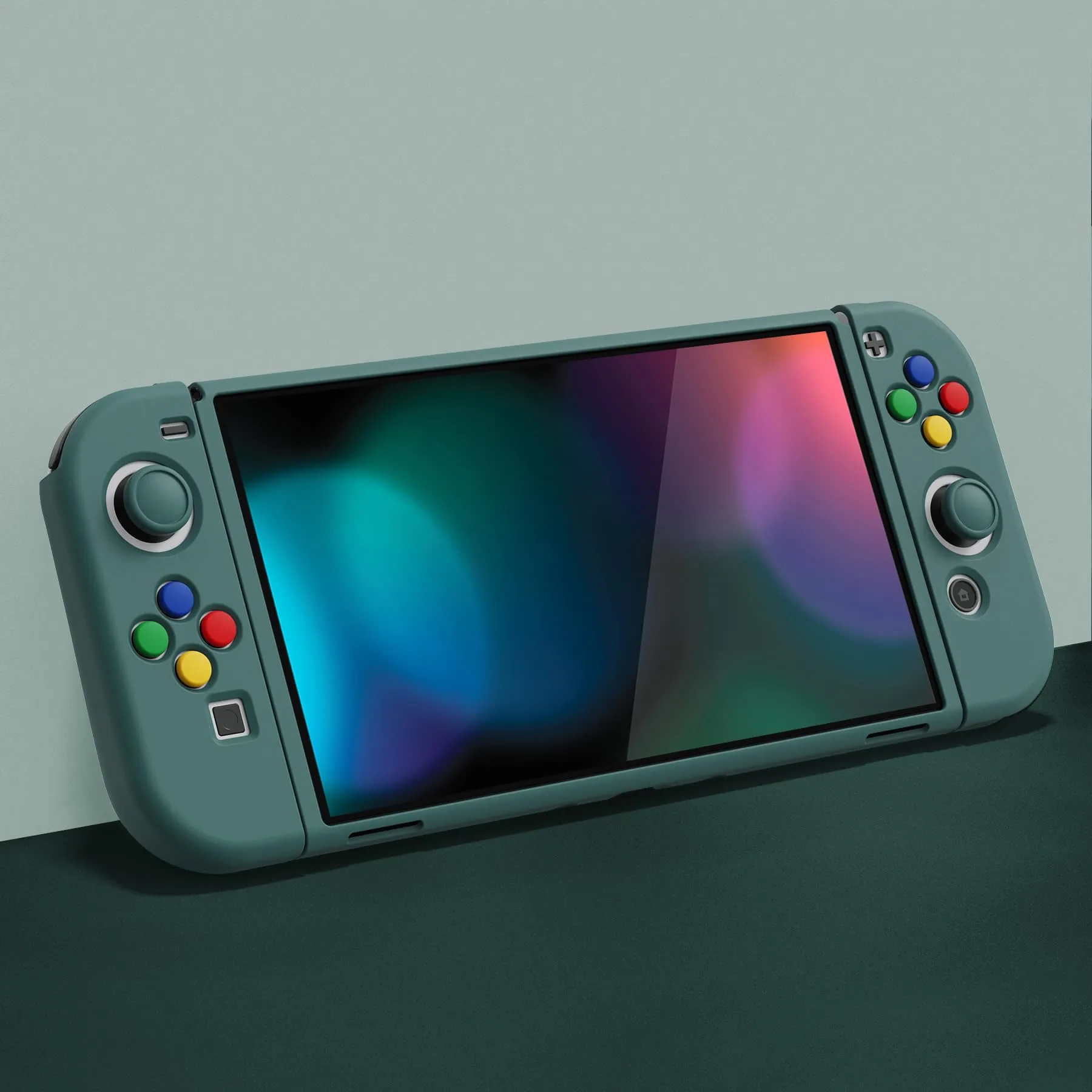 playvital Cover per Nintendo Switch OLED, Custodia Morbida TPU, Verde - immagine 3