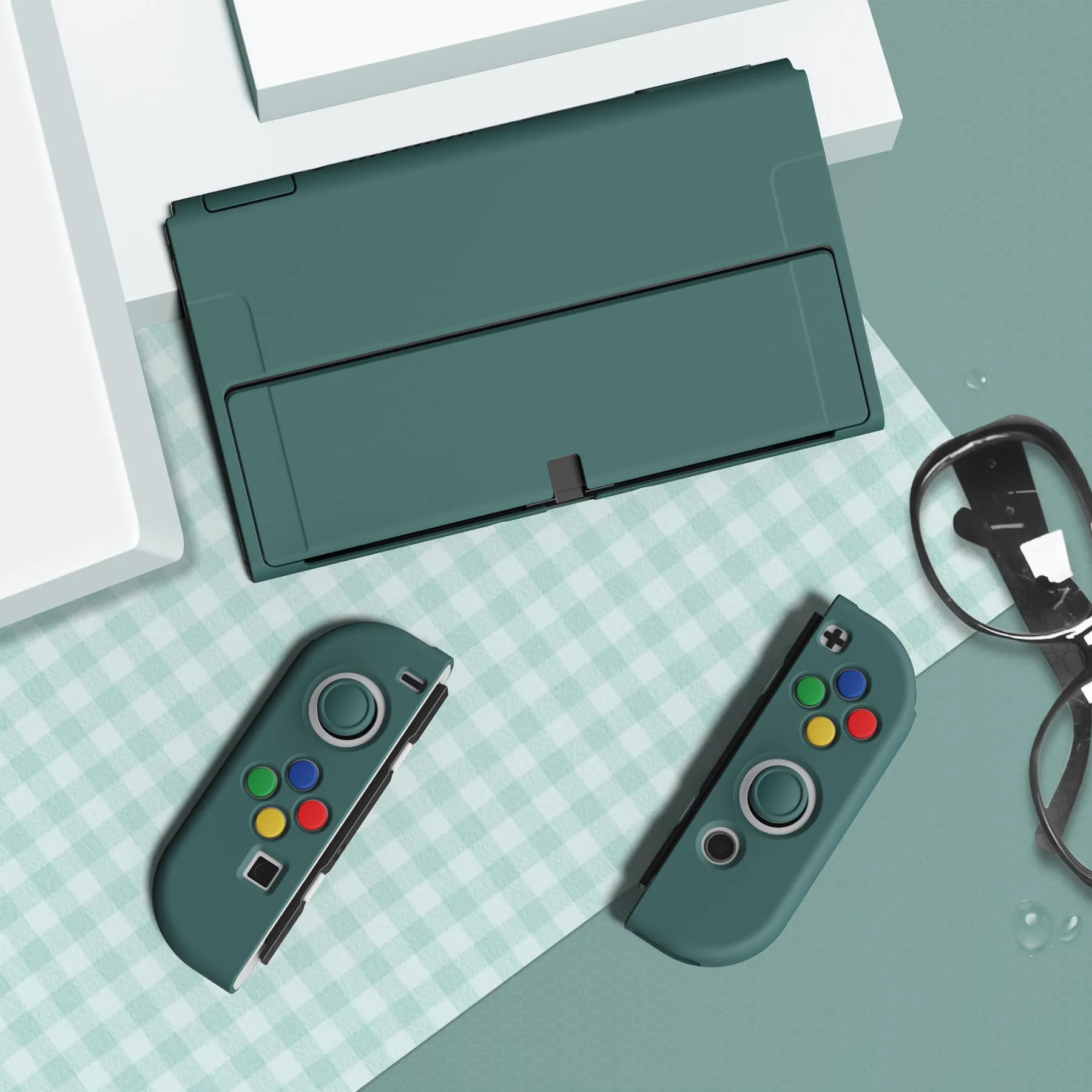 playvital Cover per Nintendo Switch OLED, Custodia Morbida TPU, Verde - immagine 4