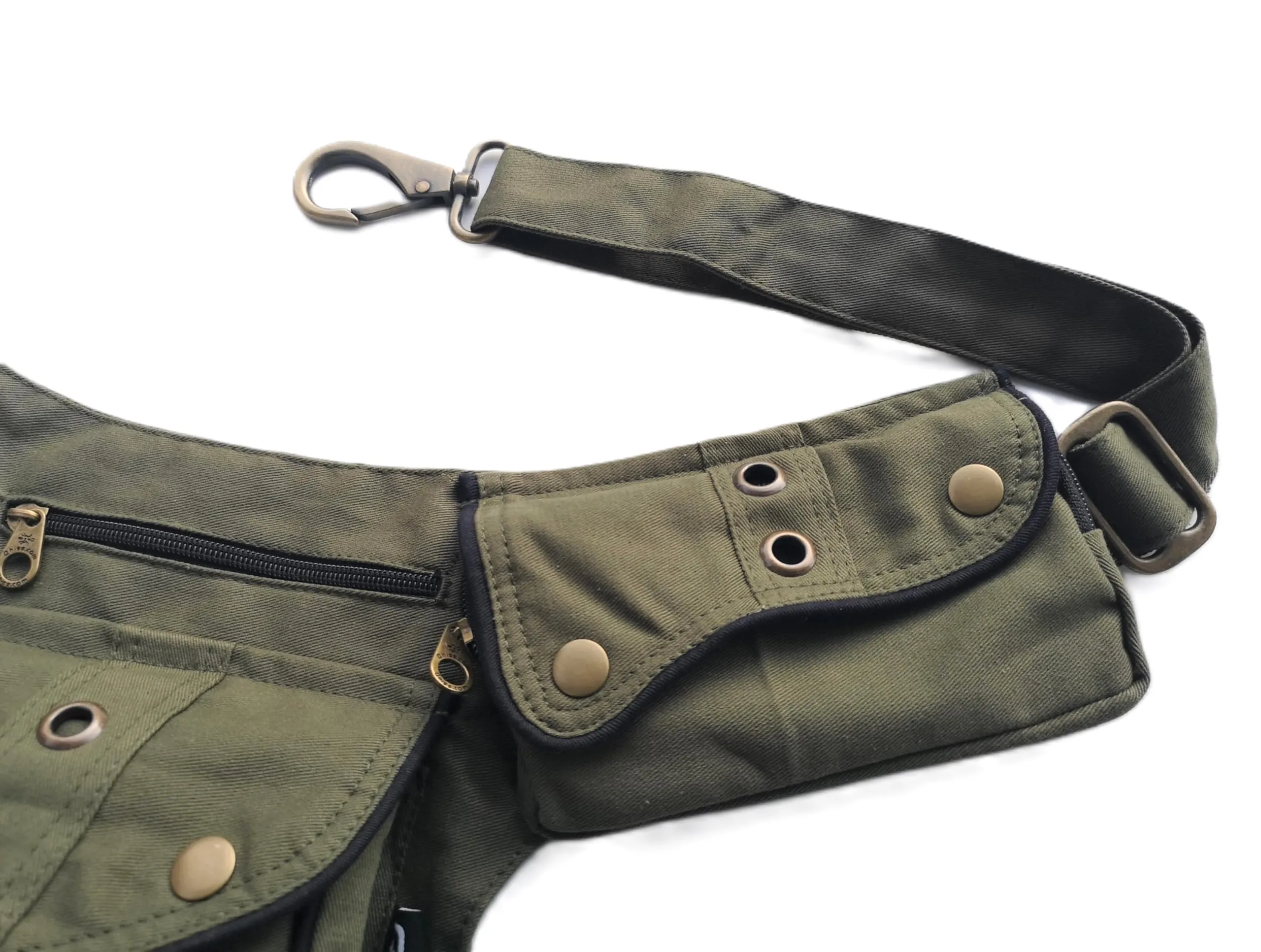 Qhiss® Marsupio Tasca da vita in cotone con chiusura in ottone - immagine 5