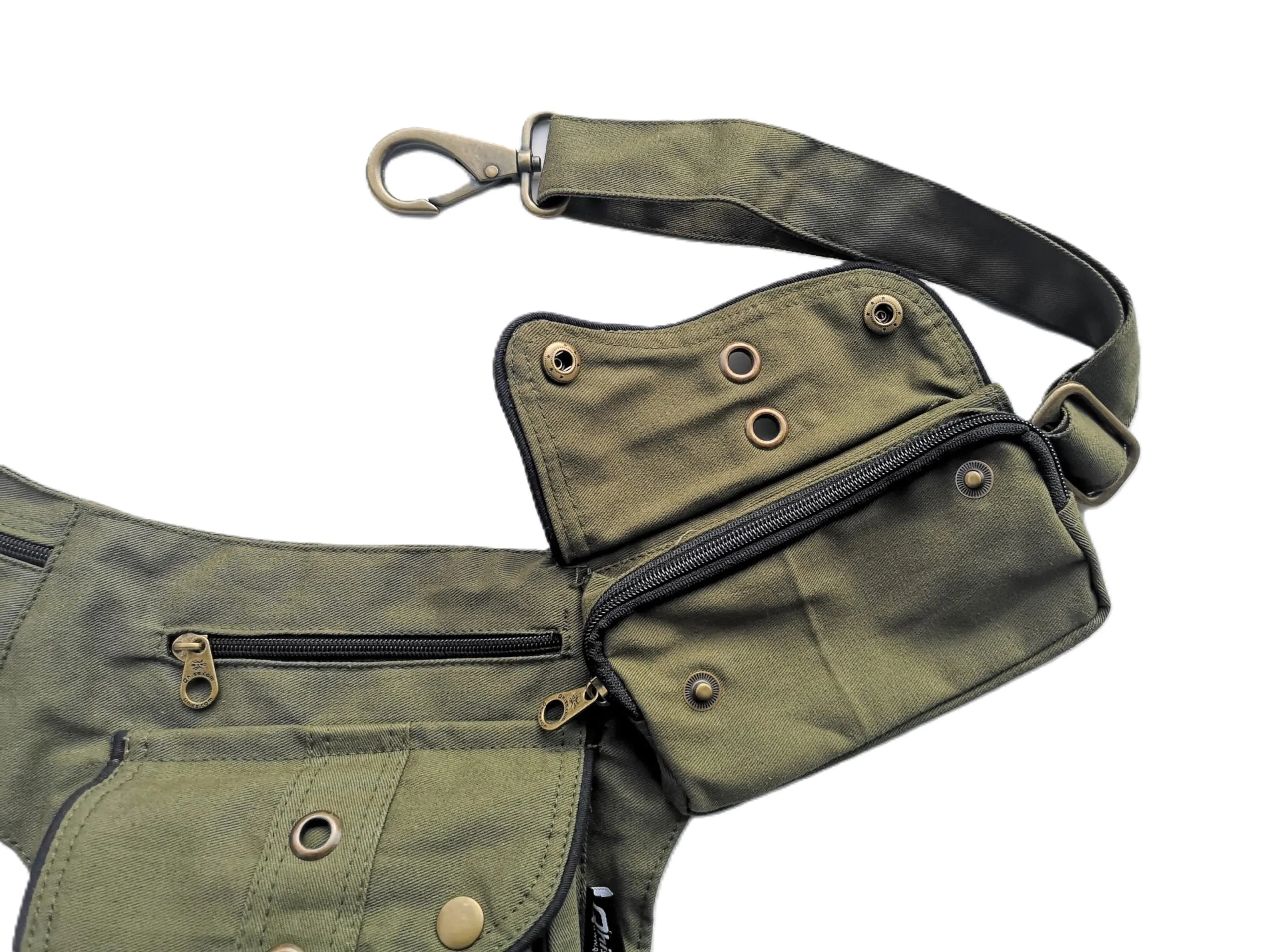Qhiss® Marsupio Tasca da vita in cotone con chiusura in ottone - immagine 6