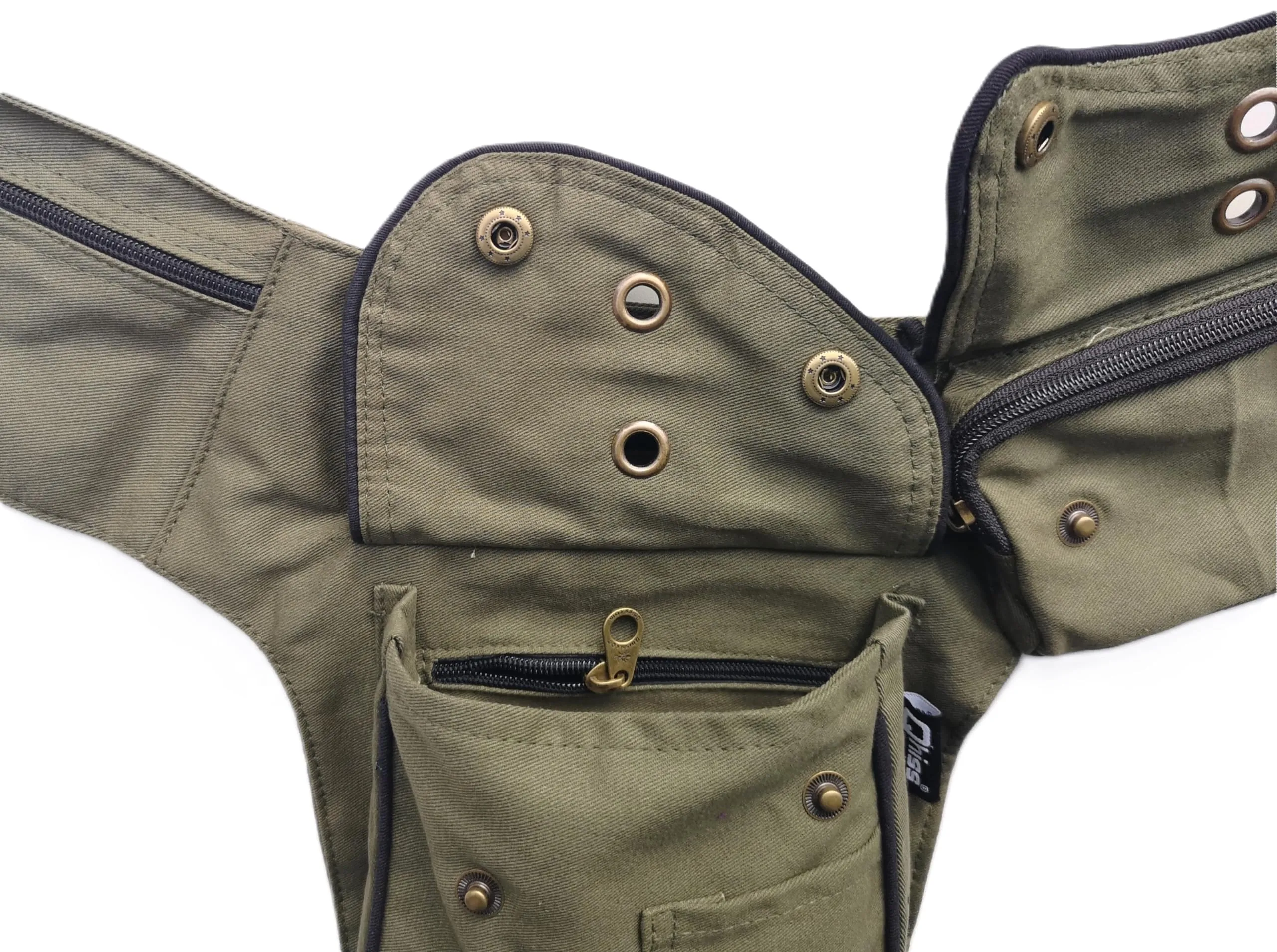 Qhiss® Marsupio Tasca da vita in cotone con chiusura in ottone - immagine 7