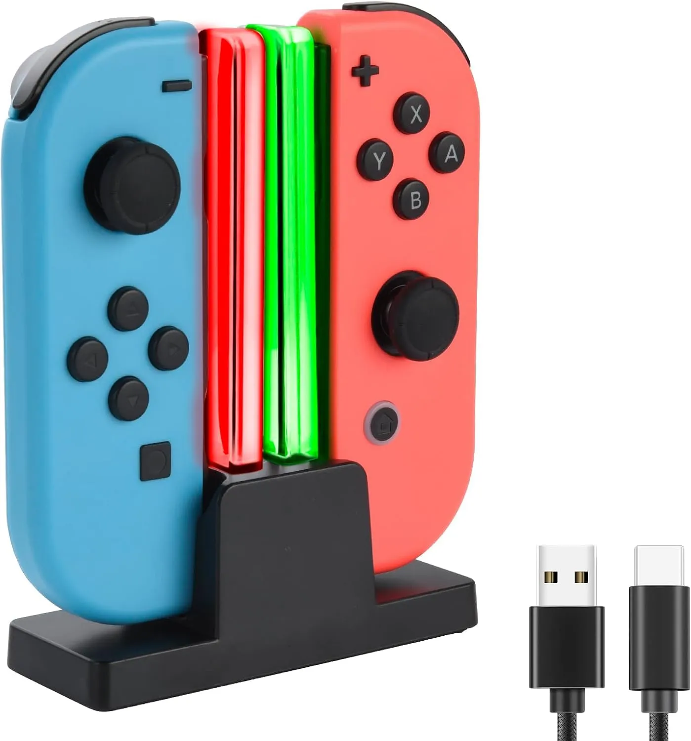 ELUTENG Stazione di Caricatore per Nintendo Switch 2 in 1 Base di Ricarica per Joycon con Indicazione LED Ricarica Veloce Caricatore per 2 Joycon Switch Caricabatterie Dock Switch con Cavo Type-C - immagine 1