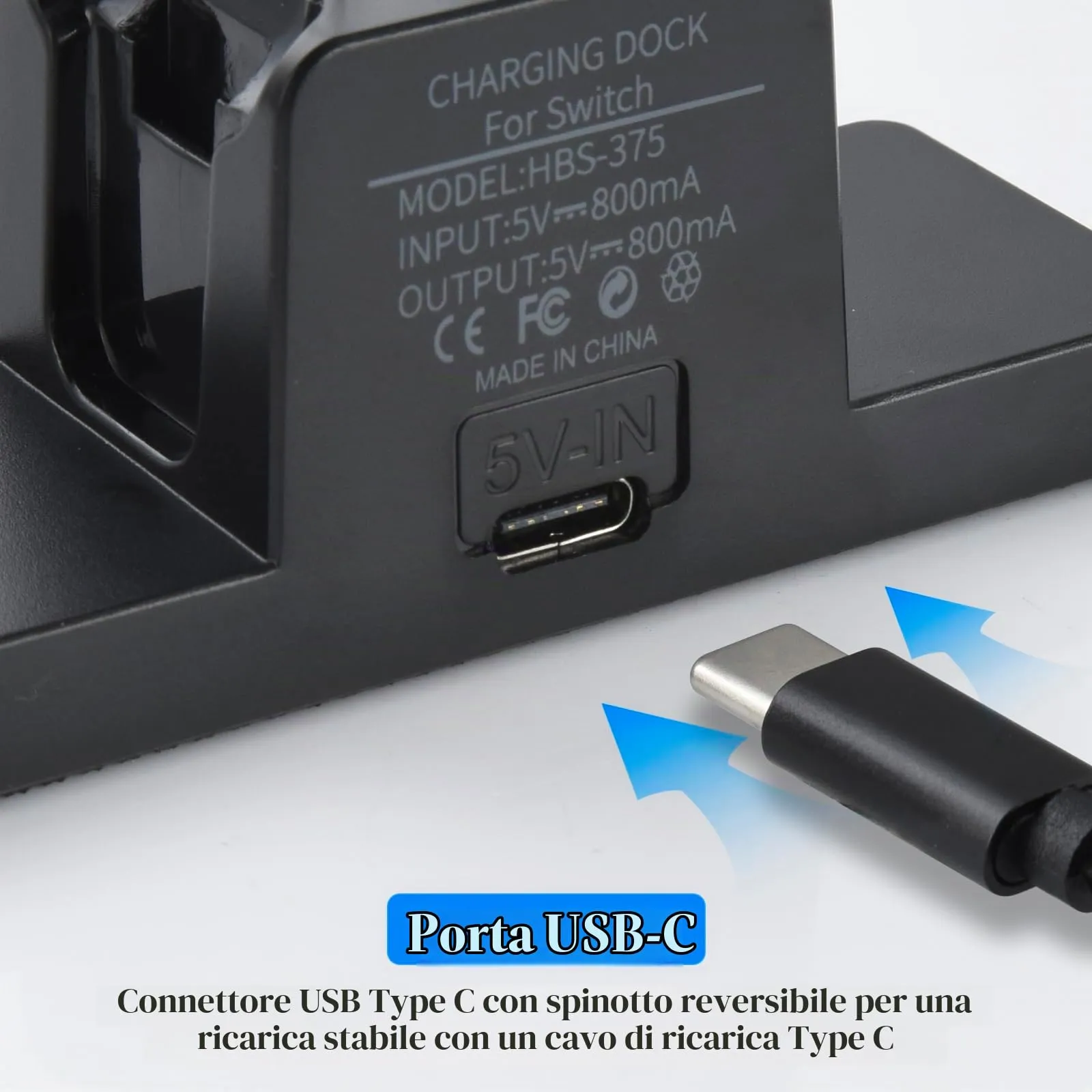 ELUTENG Stazione di Caricatore per Nintendo Switch 2 in 1 Base di Ricarica per Joycon con Indicazione LED Ricarica Veloce Caricatore per 2 Joycon Switch Caricabatterie Dock Switch con Cavo Type-C - immagine 6