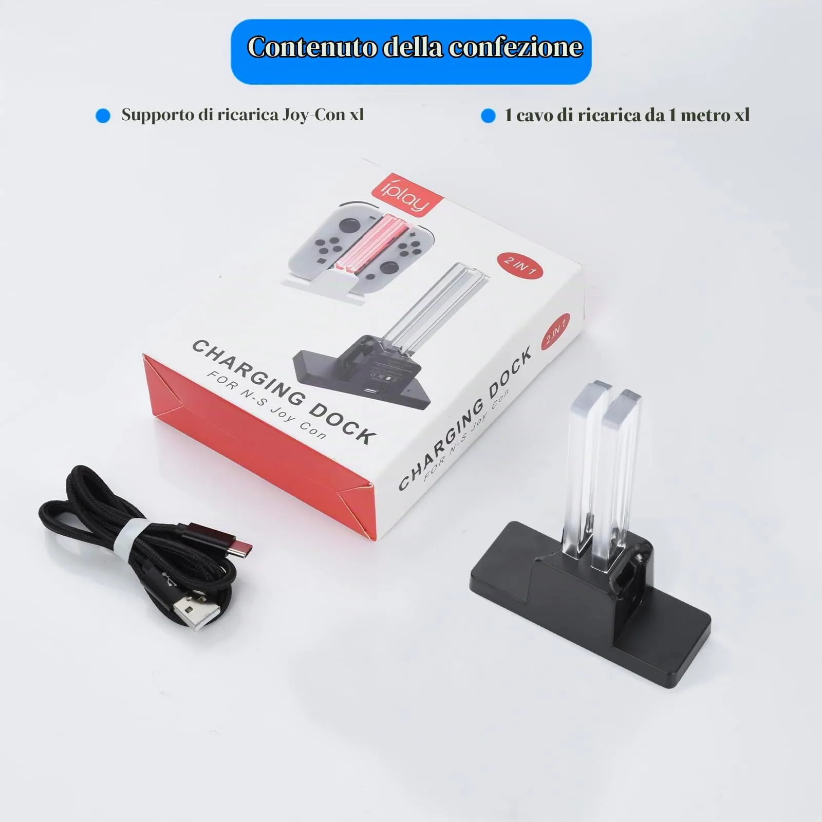 ELUTENG Stazione di Caricatore per Nintendo Switch 2 in 1 Base di Ricarica per Joycon con Indicazione LED Ricarica Veloce Caricatore per 2 Joycon Switch Caricabatterie Dock Switch con Cavo Type-C - immagine 8