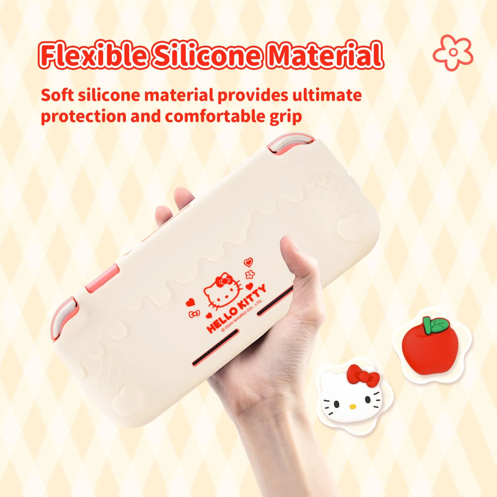 Kuitmor Custodia Protettiva per Switch Lite, Copertura in Silicone Morbido, Protezione Antigraffio per Switch Lite con 2 Cuscinetti Joystick - HLK Off White - immagine 3