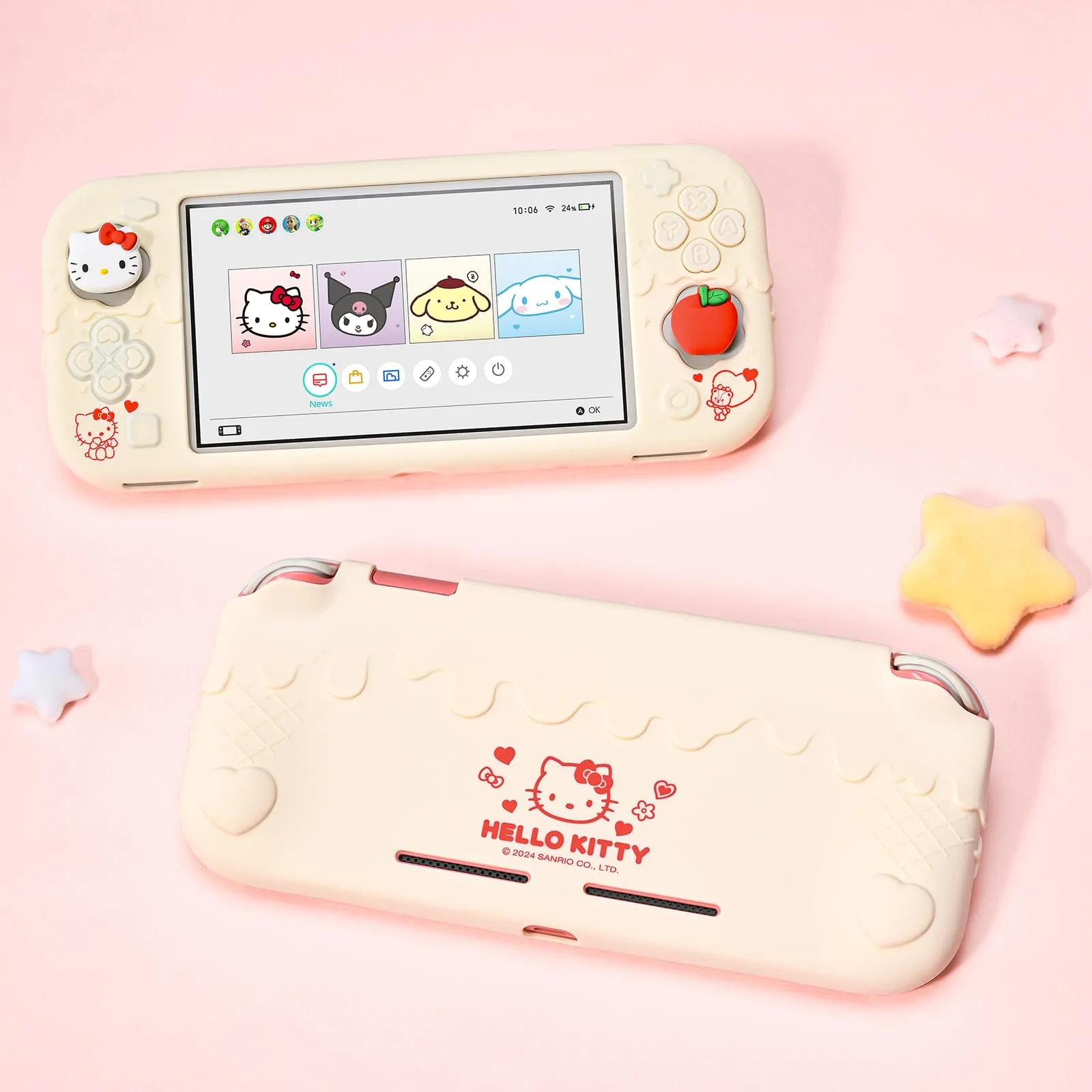 Kuitmor Custodia Protettiva per Switch Lite, Copertura in Silicone Morbido, Protezione Antigraffio per Switch Lite con 2 Cuscinetti Joystick - HLK Off White - immagine 5