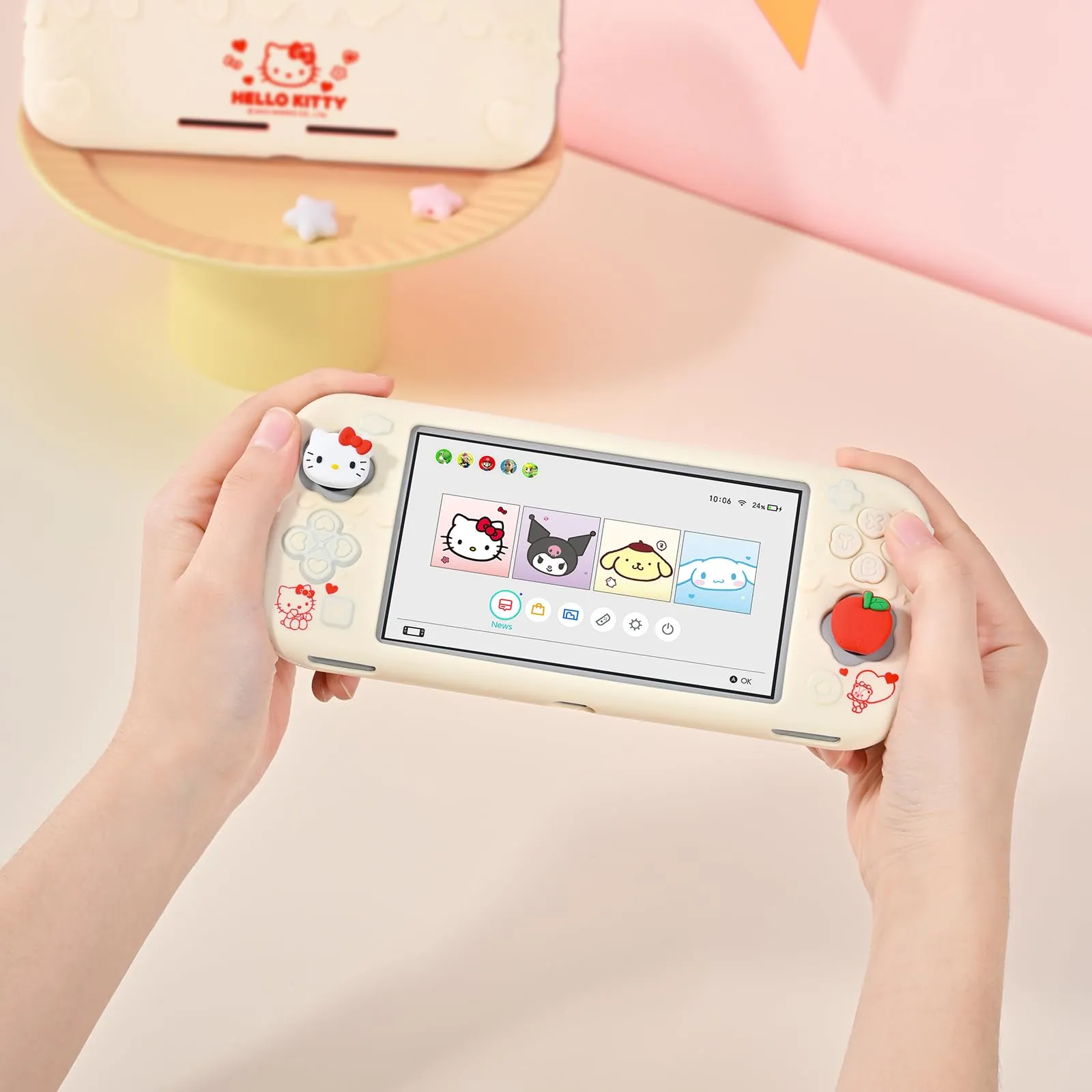 Kuitmor Custodia Protettiva per Switch Lite, Copertura in Silicone Morbido, Protezione Antigraffio per Switch Lite con 2 Cuscinetti Joystick - HLK Off White - immagine 6
