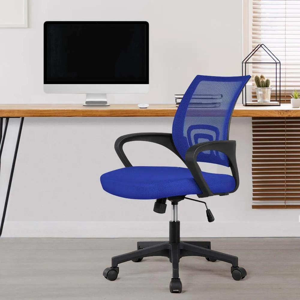 Soberine Sedia da Ufficio Scrivania con Rotelle Girevoli e Braccioli Ergonomica Lombare e con Altezza Regolabile Imbottita e Rete Traspirante Portata 136 kg Blu - immagine 2