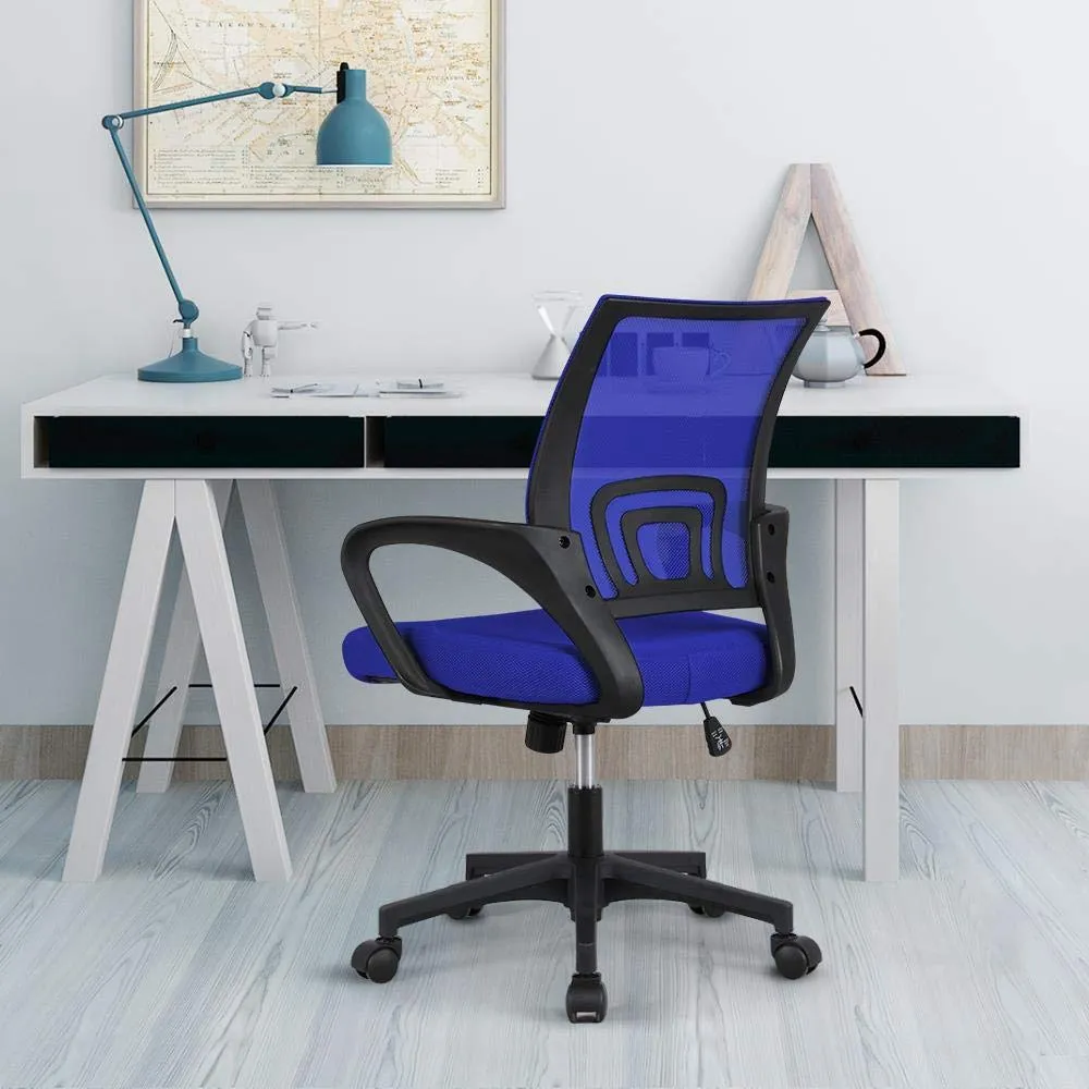 Soberine Sedia da Ufficio Scrivania con Rotelle Girevoli e Braccioli Ergonomica Lombare e con Altezza Regolabile Imbottita e Rete Traspirante Portata 136 kg Blu - immagine 6