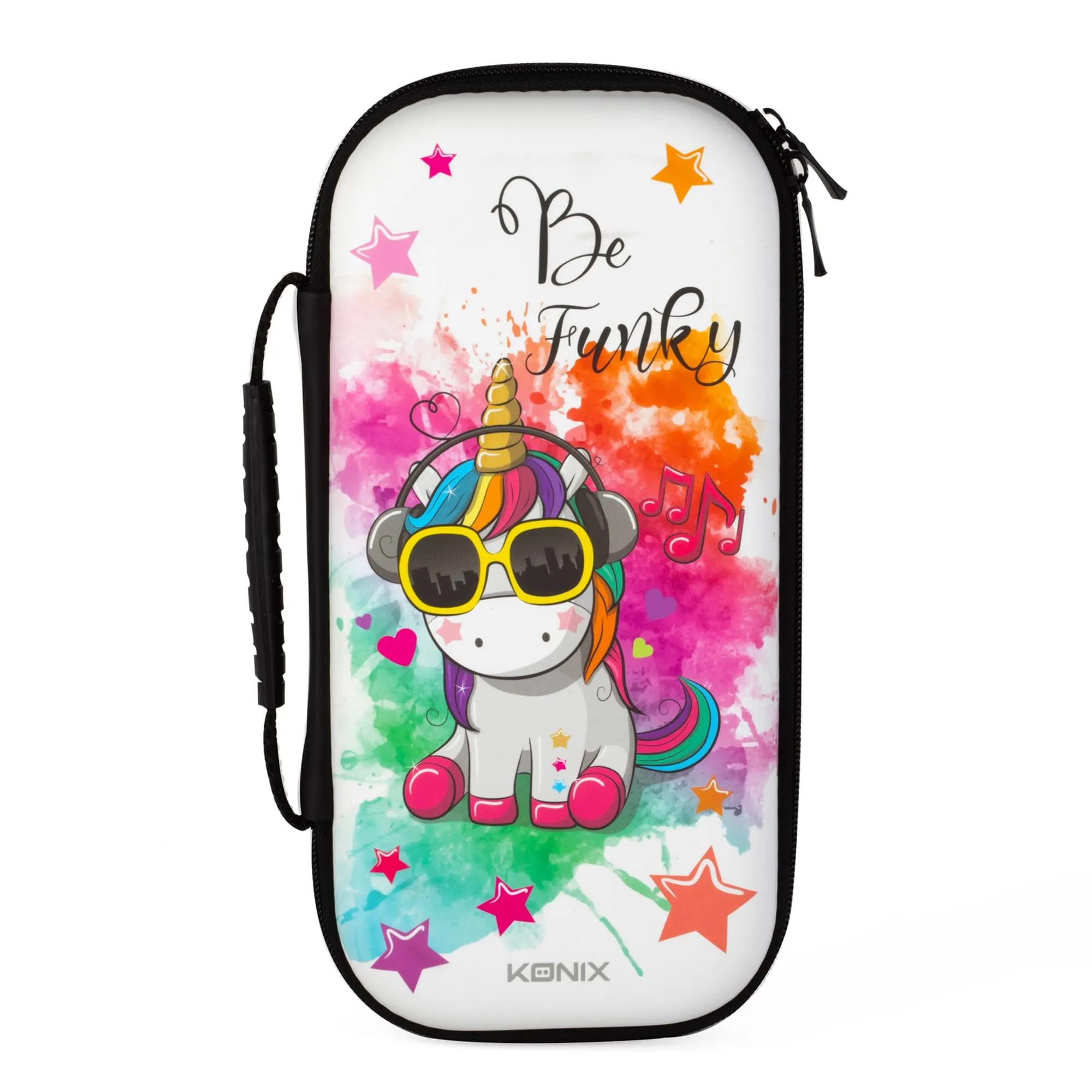 Konix Custodia di protezione e trasporto per Nintendo Switch, Switch Lite e Switch OLED - Alloggio 8 giochi - Design Be Funky, unicorno - immagine 2
