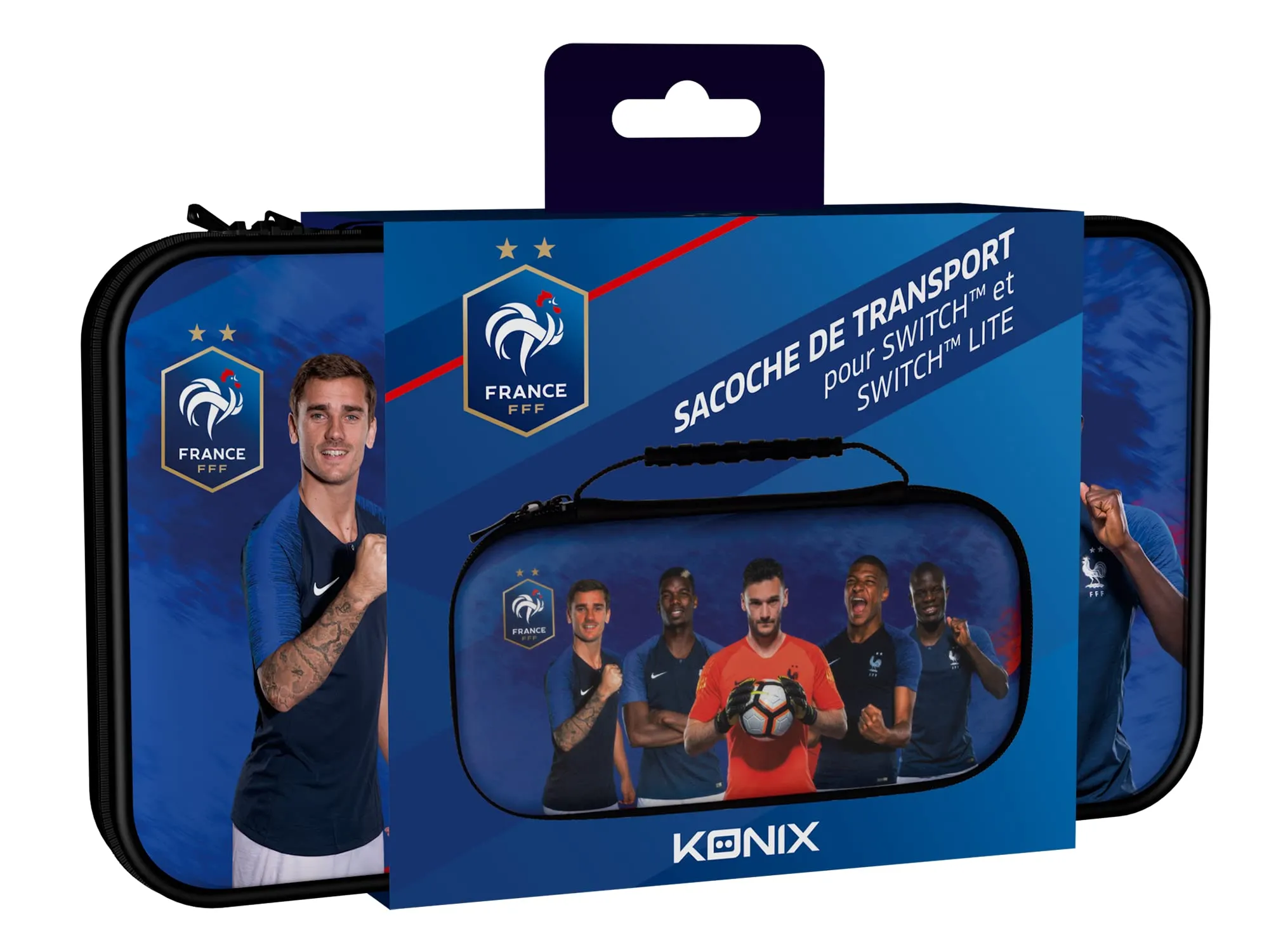 Konix FFF Custodia di protezione e trasporto Nintendo Switch, Switch Lite e Switch OLED - Alloggio 8 giochi - Design squadra di calcio della Francia - immagine 7