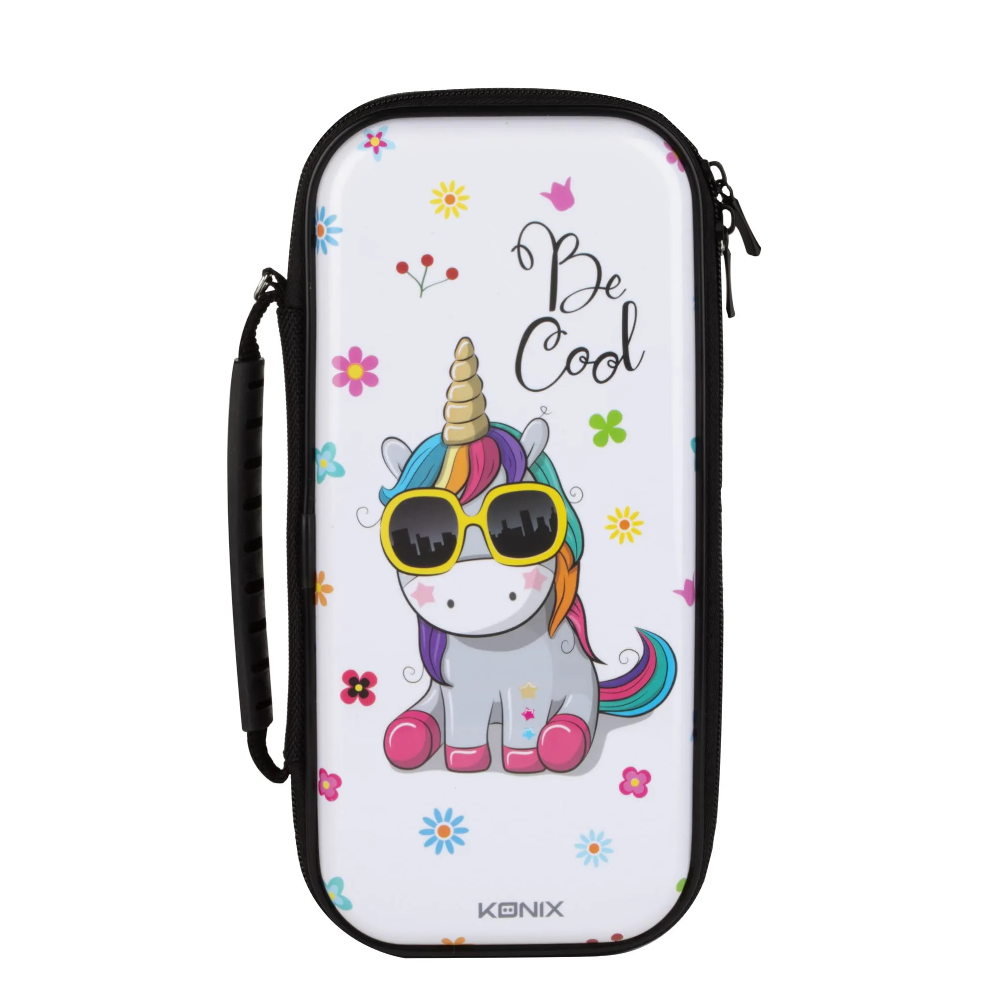 Konix Unik Custodia di protezione e trasporto per Nintendo Switch, Switch Lite e Switch OLED - Alloggio 8 giochi - Design Be Cool, unicorno - immagine 1