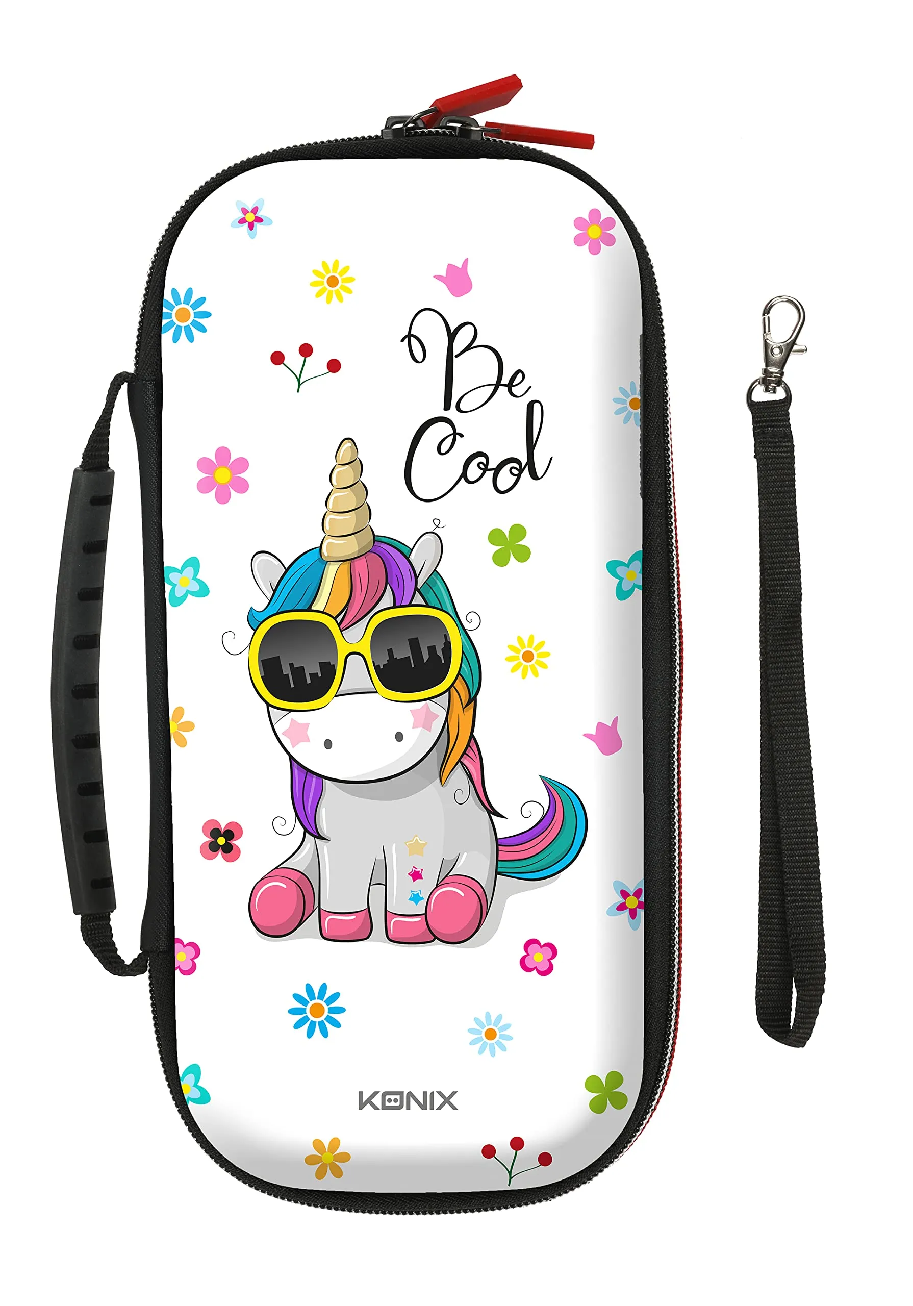 Konix Unik Custodia di protezione e trasporto per Nintendo Switch, Switch Lite e Switch OLED - Alloggio 8 giochi - Design Be Cool, unicorno - immagine 2