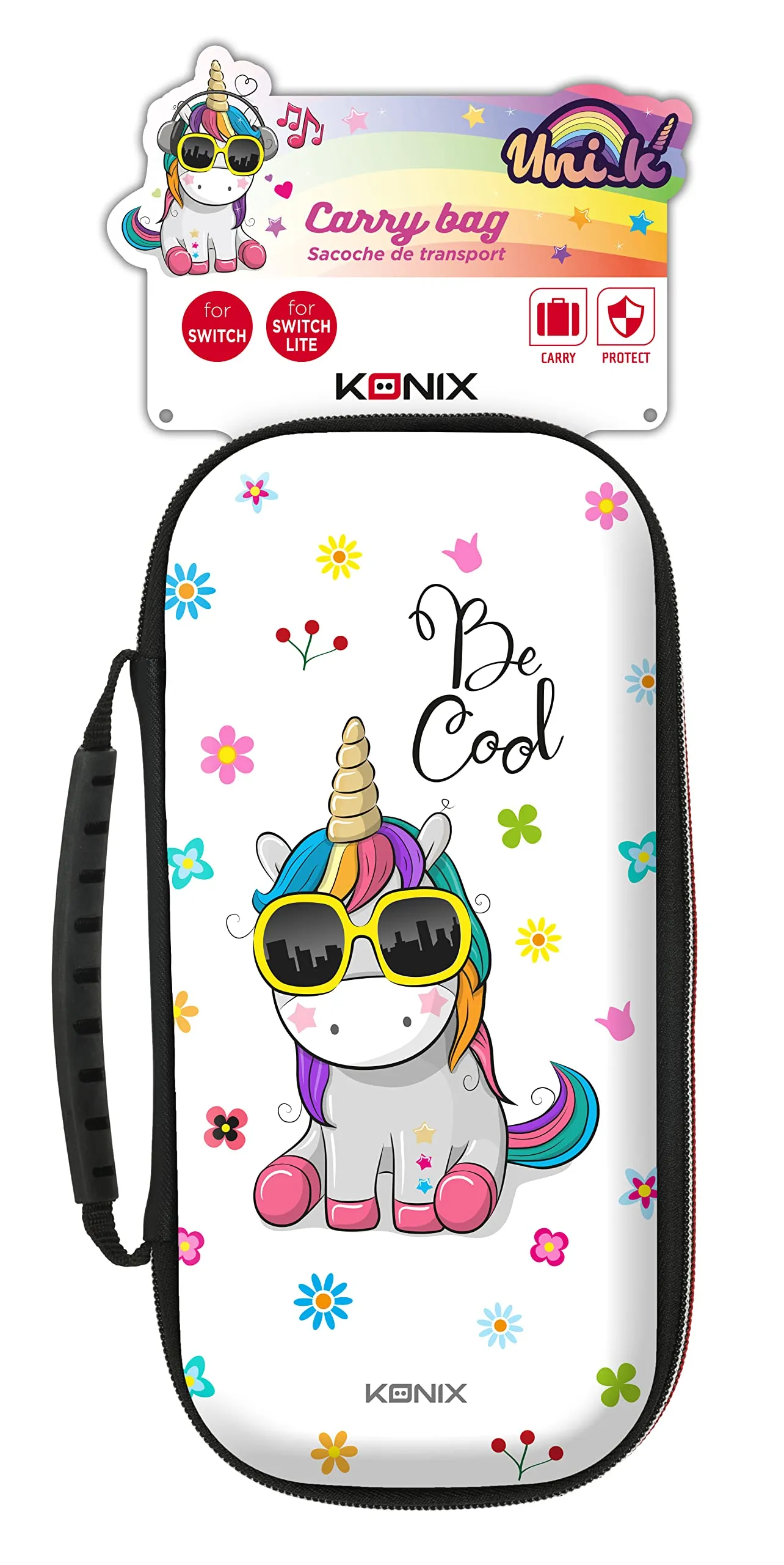 Konix Unik Custodia di protezione e trasporto per Nintendo Switch, Switch Lite e Switch OLED - Alloggio 8 giochi - Design Be Cool, unicorno - immagine 6