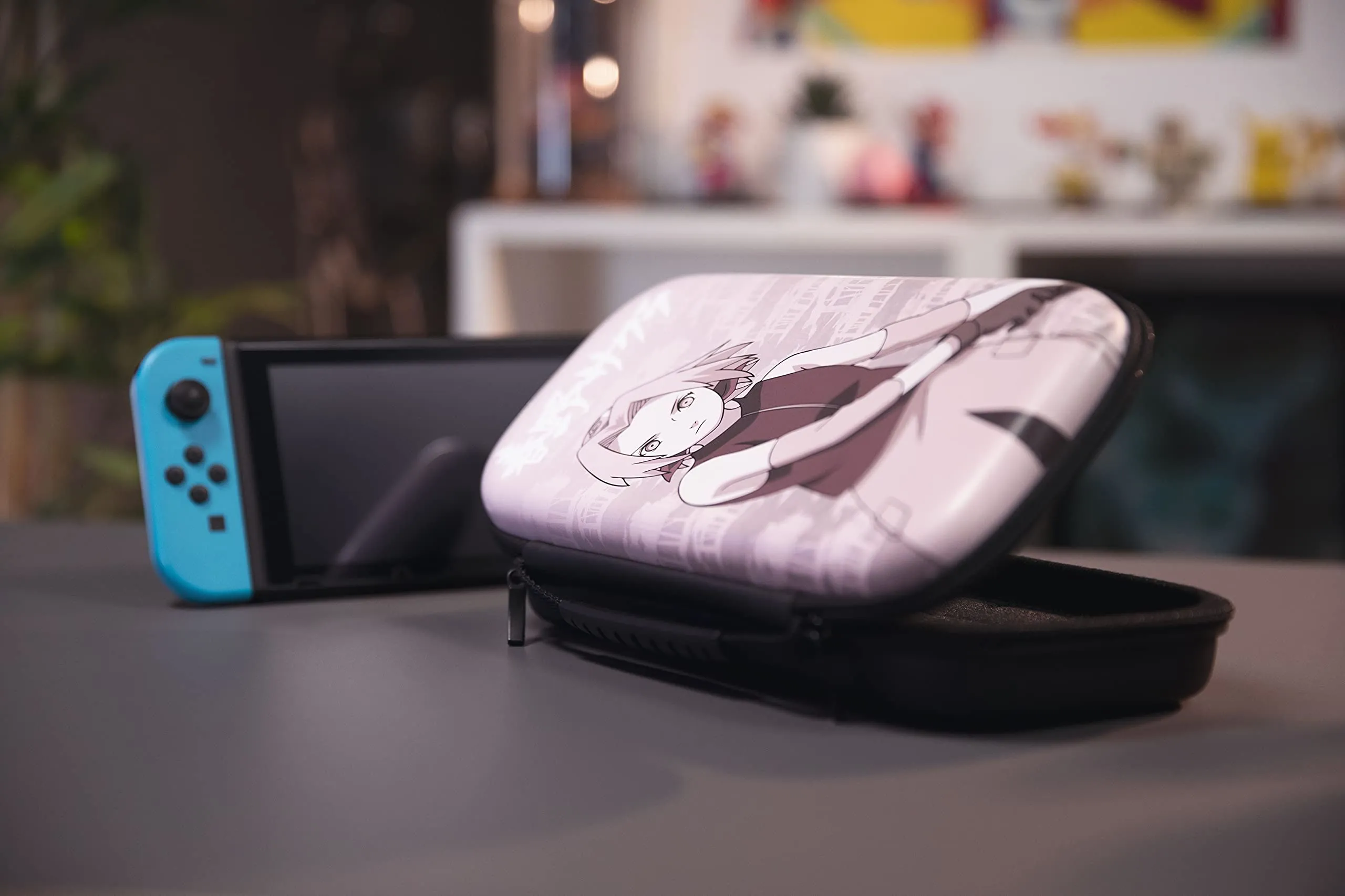 Konix Naruto Shippuden Custodia di protezione e trasporto per Nintendo Switch, Switch Lite e Switch OLED - Alloggio 8 giochi - Design Sakura - immagine 7