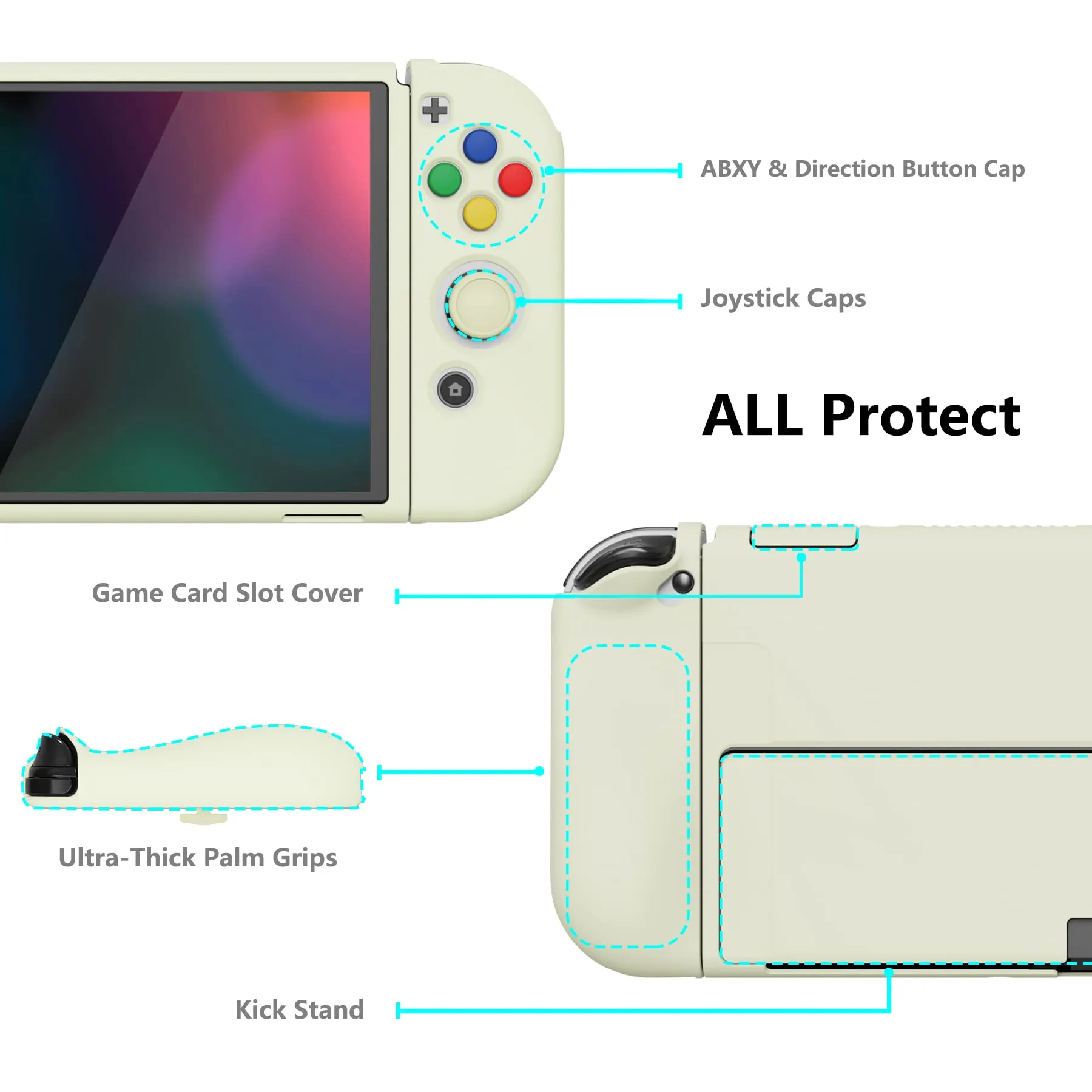 playvital Cover per Nintendo Switch OLED, Custodia Morbida TPU, Giallo - immagine 5