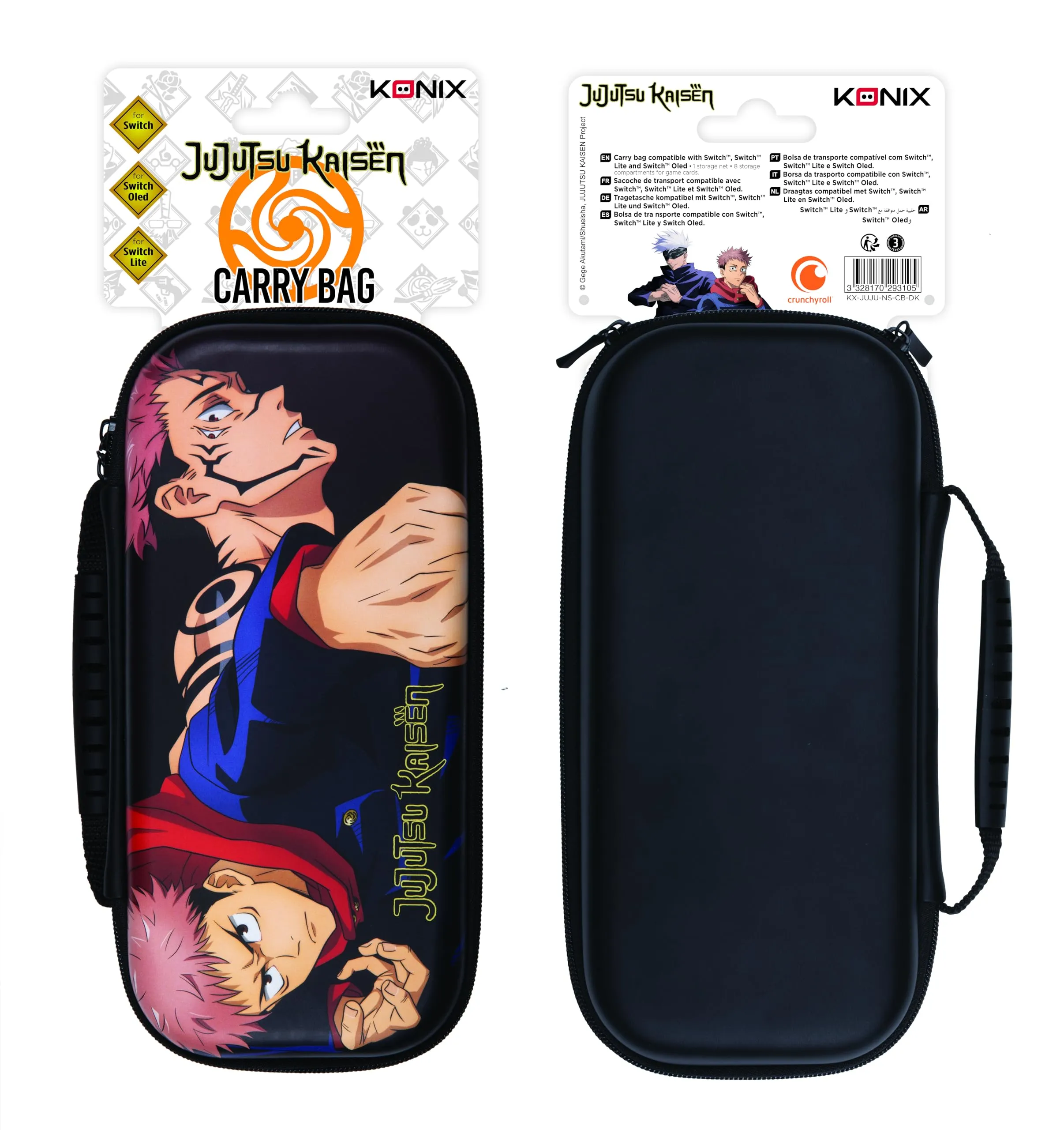 Konix Jujutsu Kaisen Custodia di protezione e trasporto Nintendo Switch, Switch Lite e Switch OLED - 8 giochi - Design Jujutsu Kaisen - Nero - immagine 11