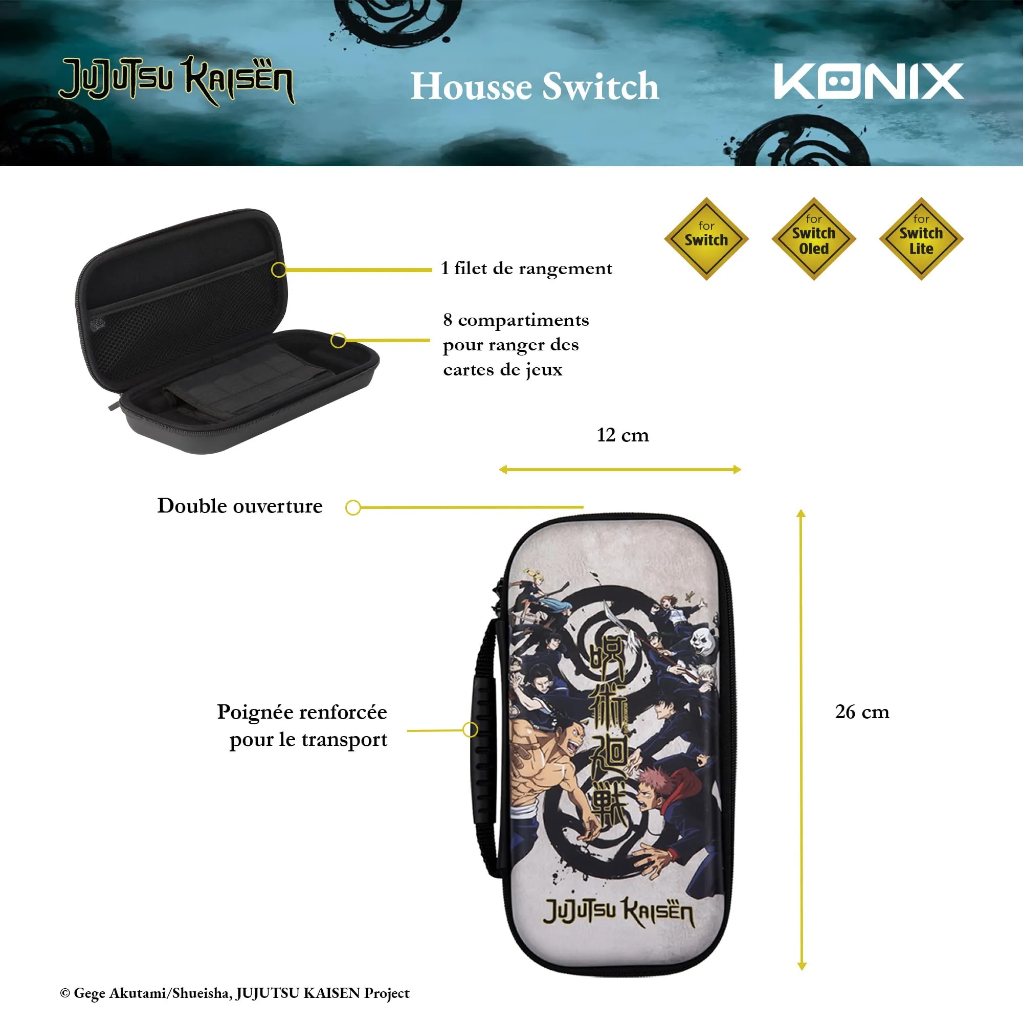 Konix Jujutsu Kaisen Custodia di protezione e trasporto Nintendo Switch, Switch Lite e Switch OLED - 8 giochi - Design Jujutsu Kaisen - Beige - immagine 3