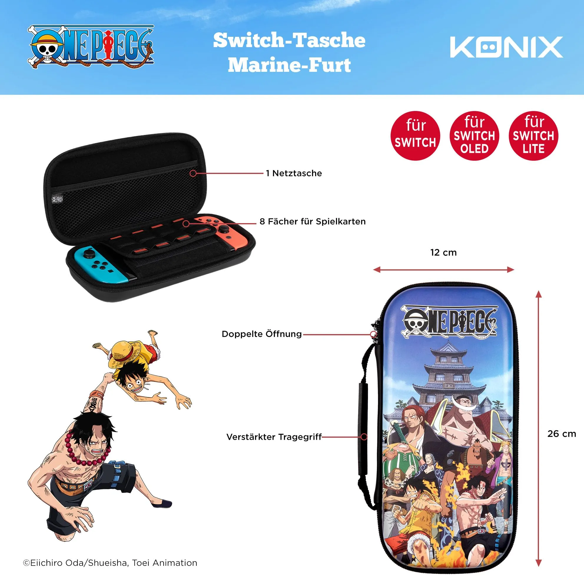 Custodia protettiva e da trasporto Konix One Piece per console OLED Nintendo Switch, Switch Lite e Switch - 8 posti di archiviazione per giochi - Design Ford Marine - immagine 5