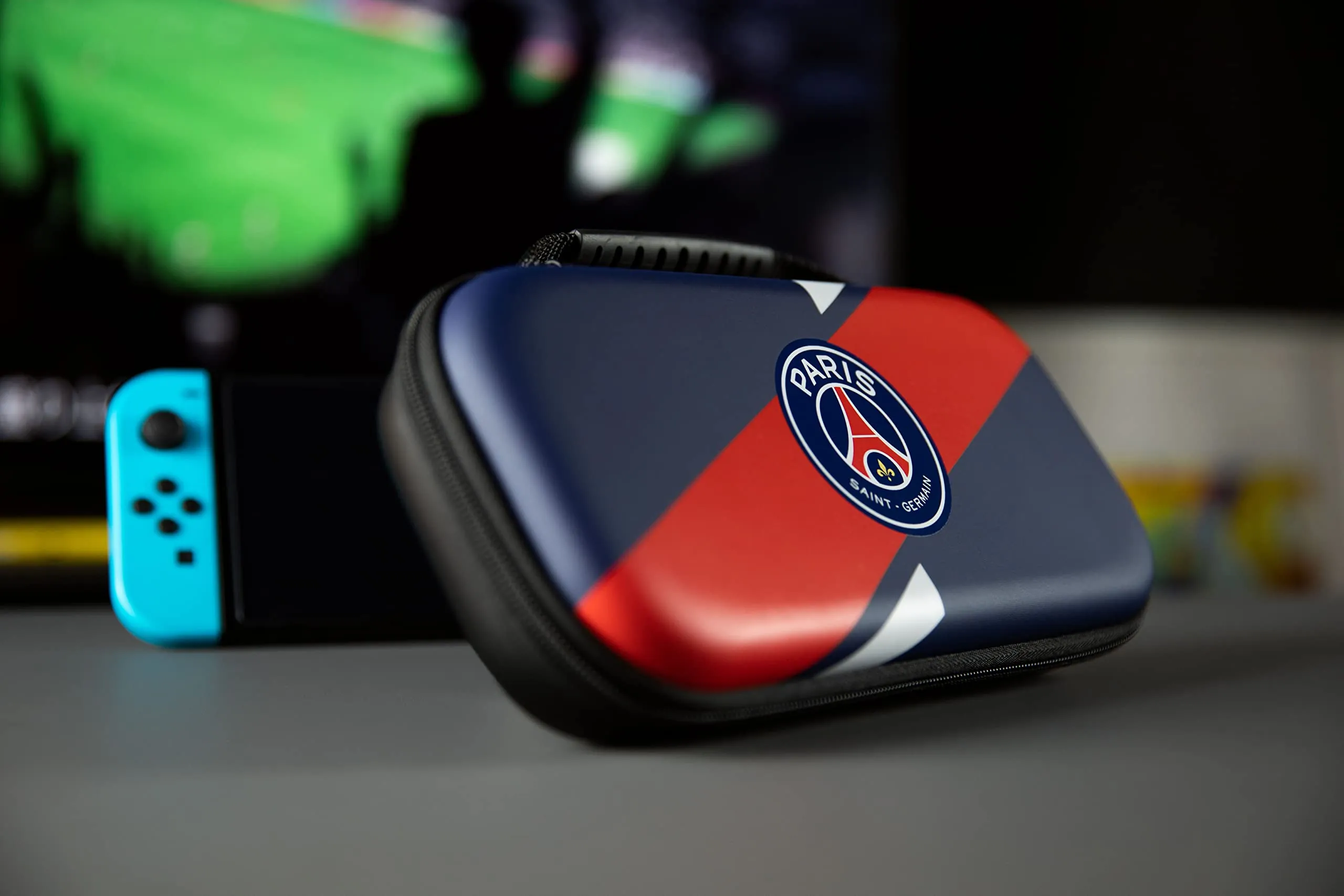 Konix PSG Custodia di protezione e trasporto per Nintendo Switch, Switch Lite e Switch OLED - Alloggio 8 giochi - Blu navy e rosso - immagine 6