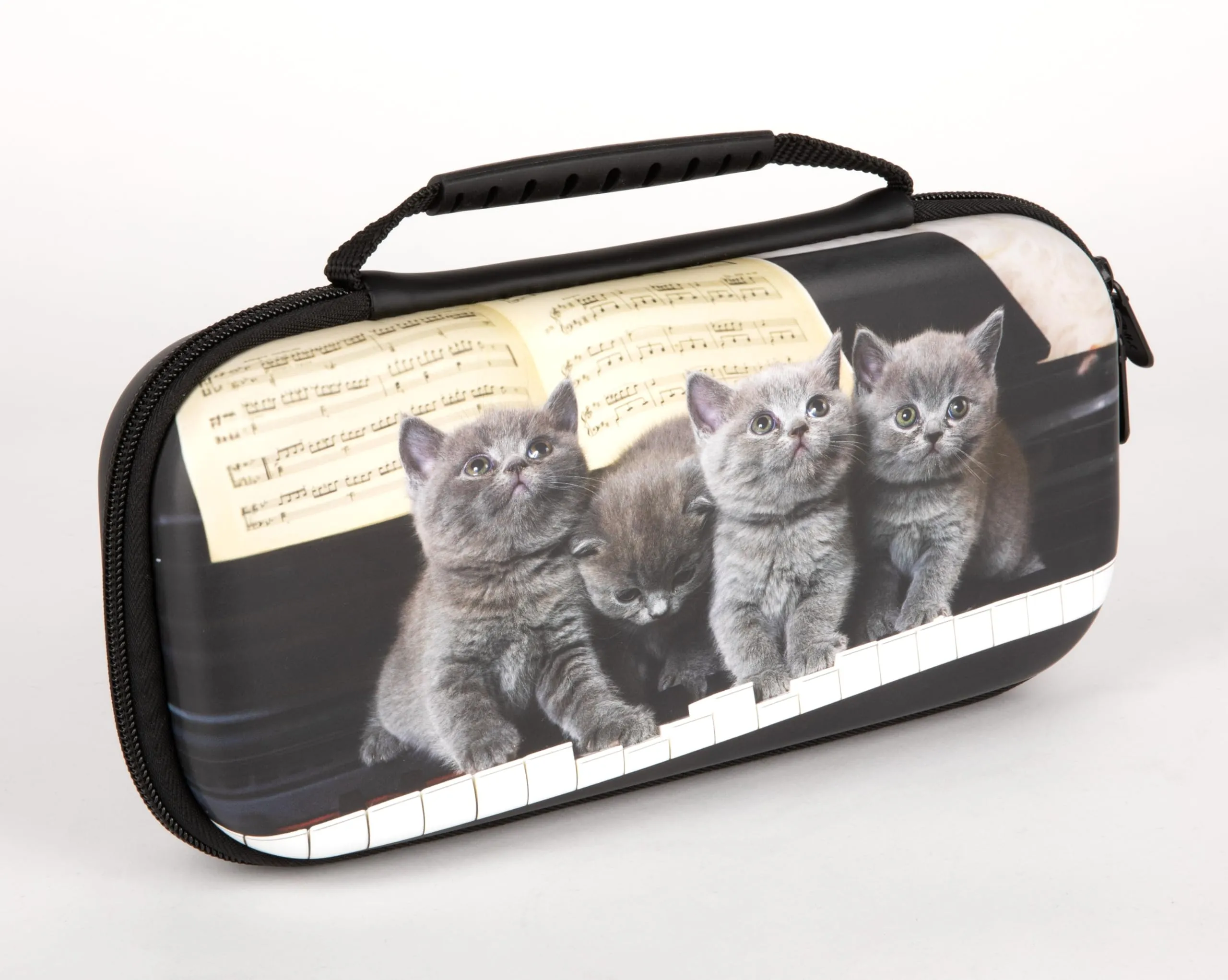 Konix Mythics Custodia di protezione e trasporto per Nintendo Switch, Switch Lite e Switch OLED - Alloggio 8 giochi - Design gatti e pianoforte - immagine 2