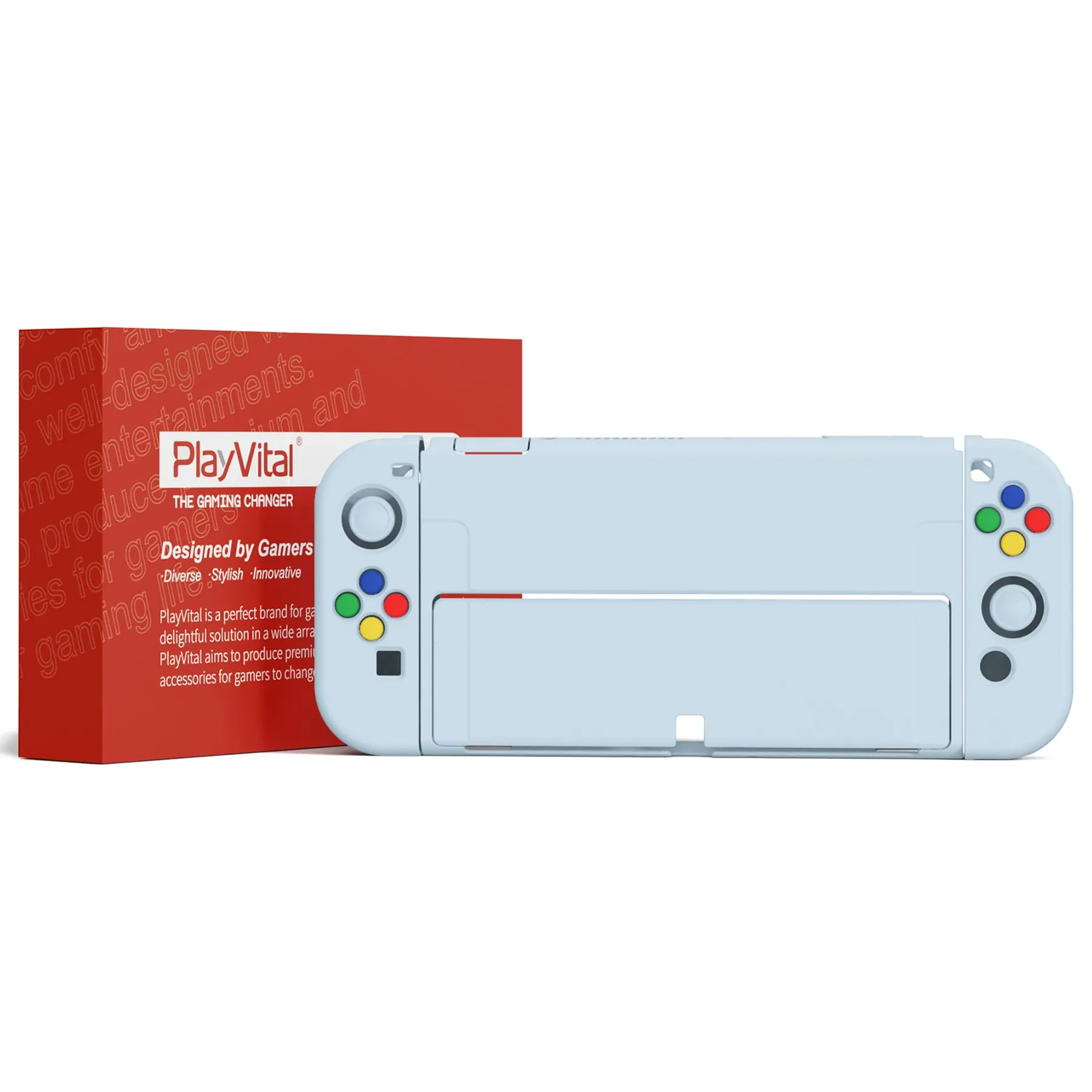 PlayVital Cover per Nintendo Switch OLED, Custodia Morbida TPU, Blu - immagine 3