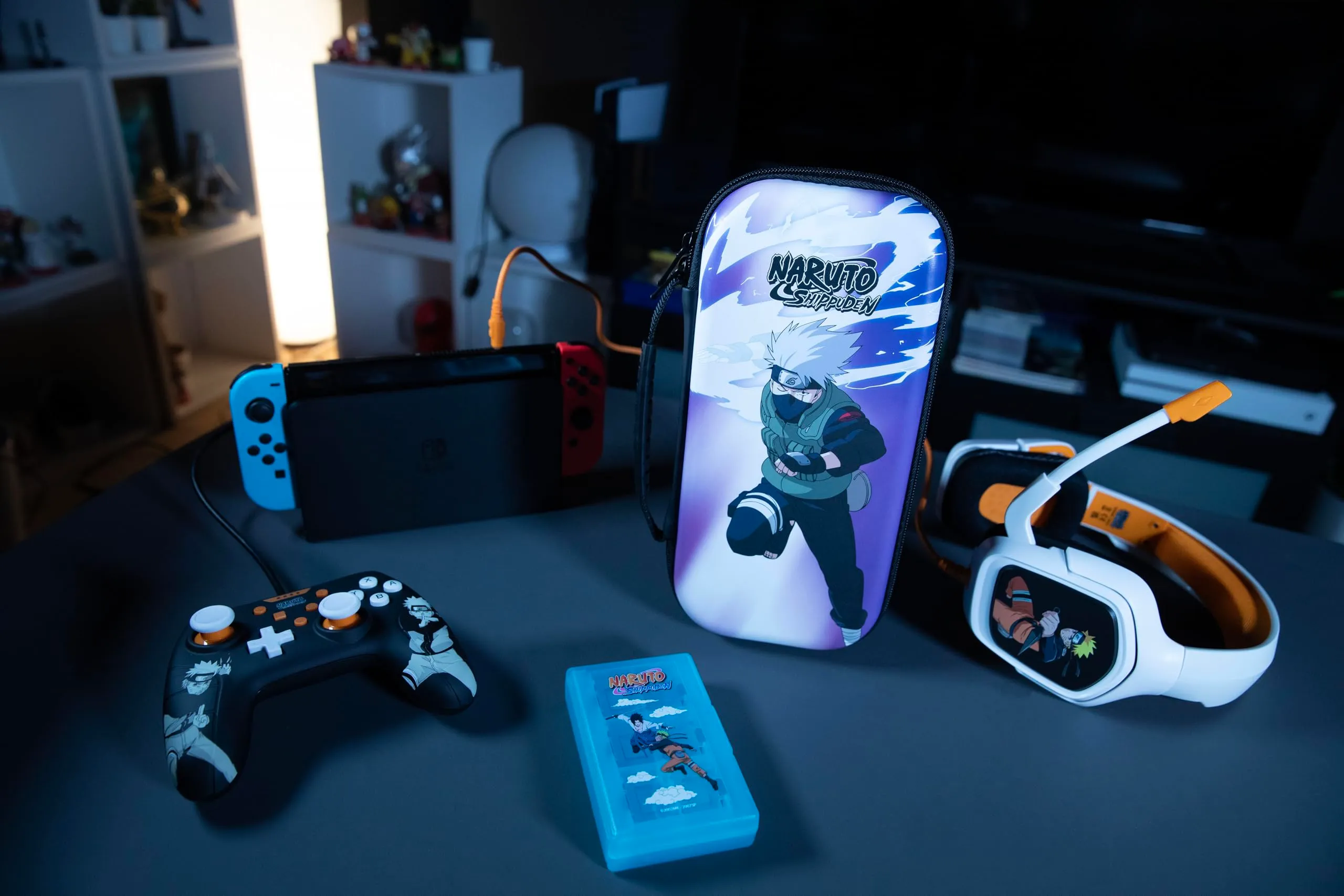Konix Naruto Shippuden Custodia di protezione e trasporto per Nintendo Switch, Switch Lite e Switch OLED - 8 giochi - Design Kakashi Chidori - immagine 6