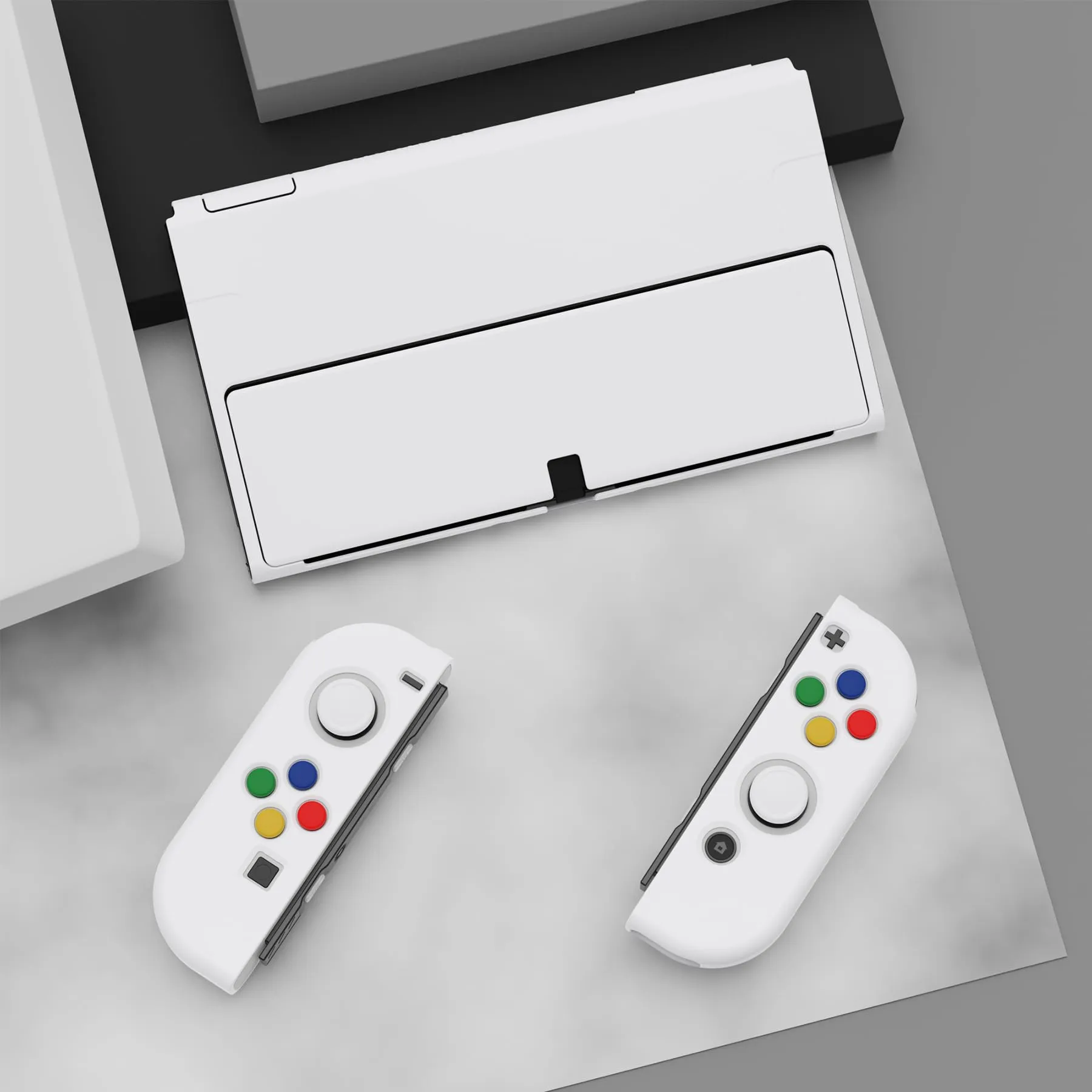 playvital Cover per Nintendo Switch OLED, Custodia Morbida TPU, Bianco - immagine 4