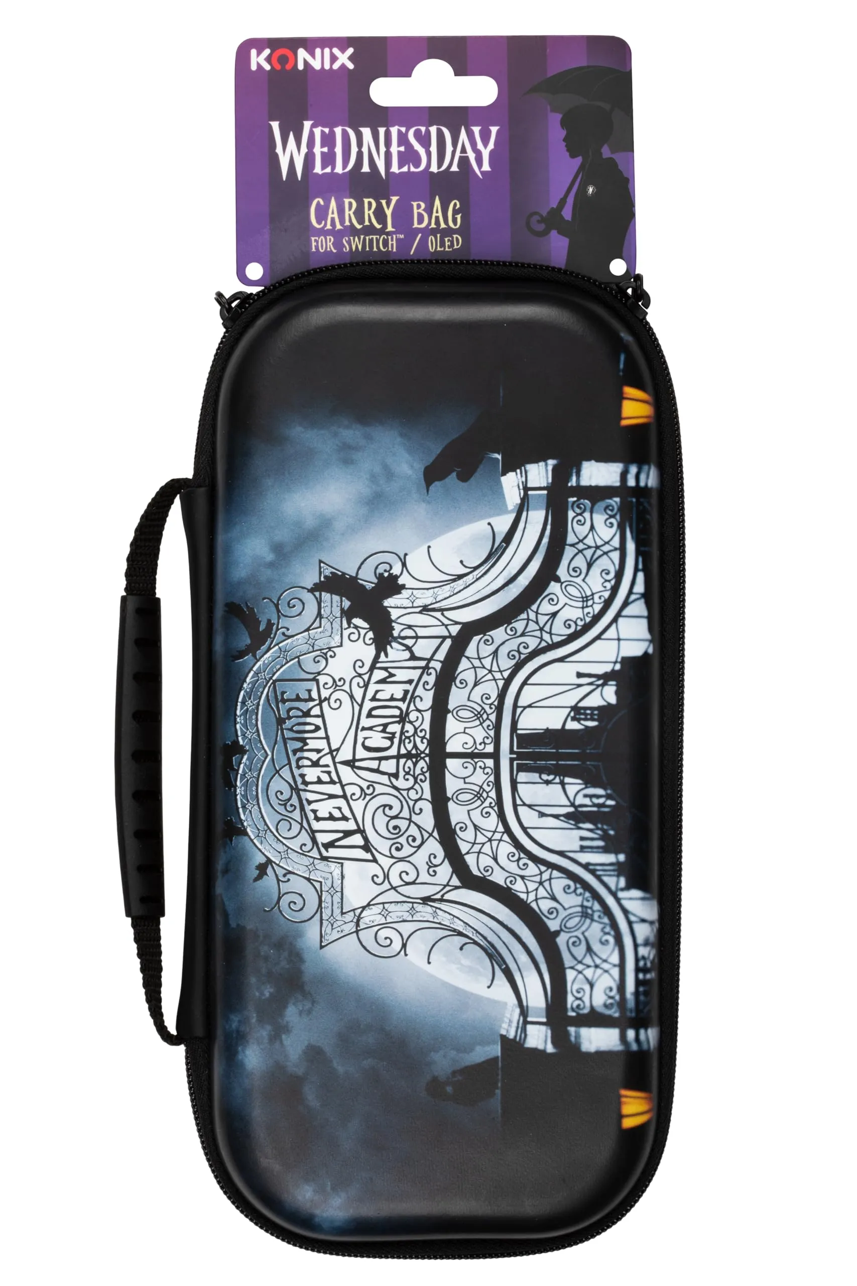 Konix Mercoledì Custodia di protezione e trasporto Nintendo Switch, Switch Lite e Switch OLED - Alloggio 8 giochi - Design Nevermore Academy - Nero - immagine 9