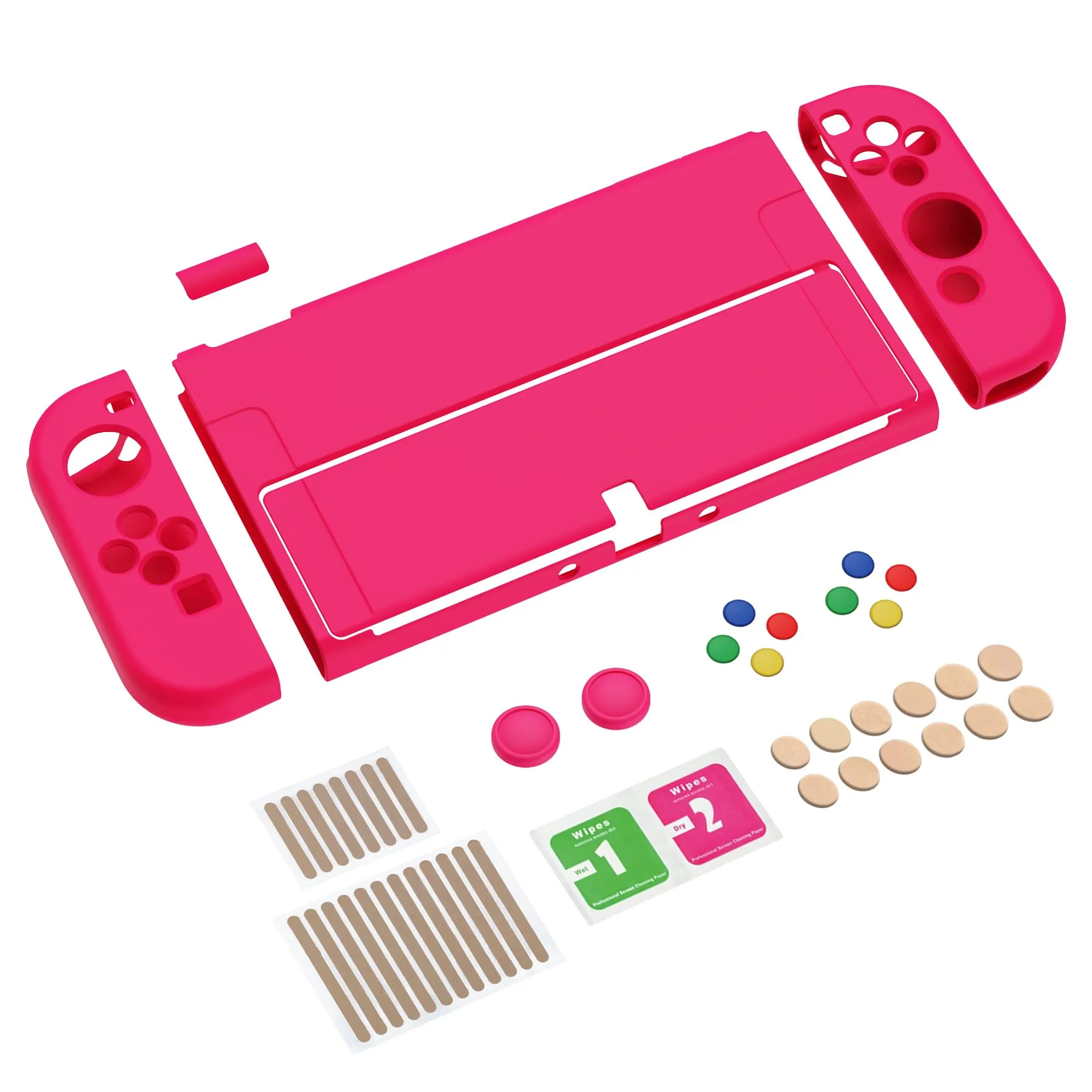 playvital Cover per Nintendo Switch OLED, Custodia Morbida TPU, Rosa Vivo - immagine 2