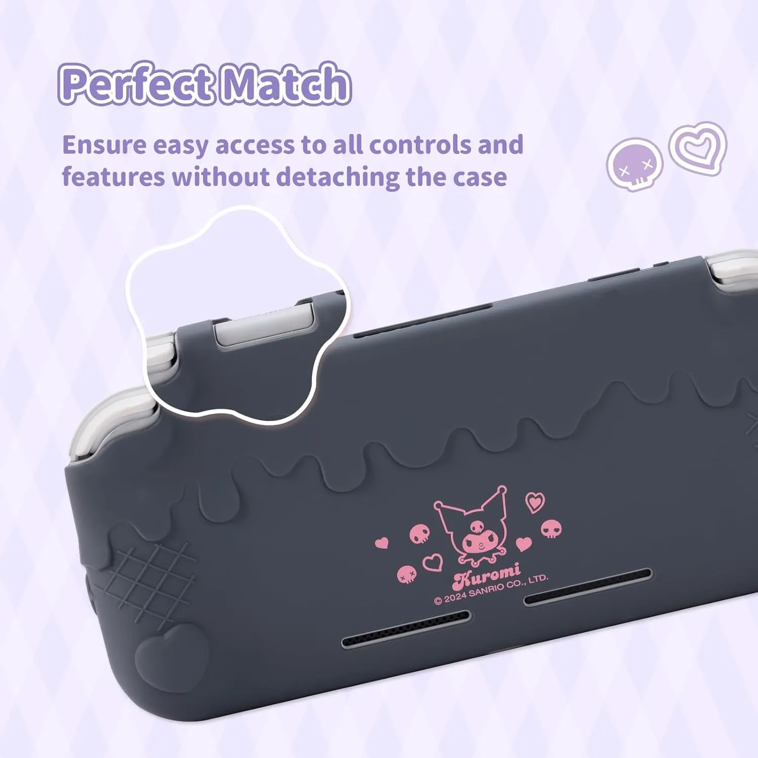 Custodia Protettiva per Switch Lite, Cover in Silicone Morbido Antigraffio Compatibile con Switch Lite 2019, Include 2 Coprimozzi (Nero) - immagine 3