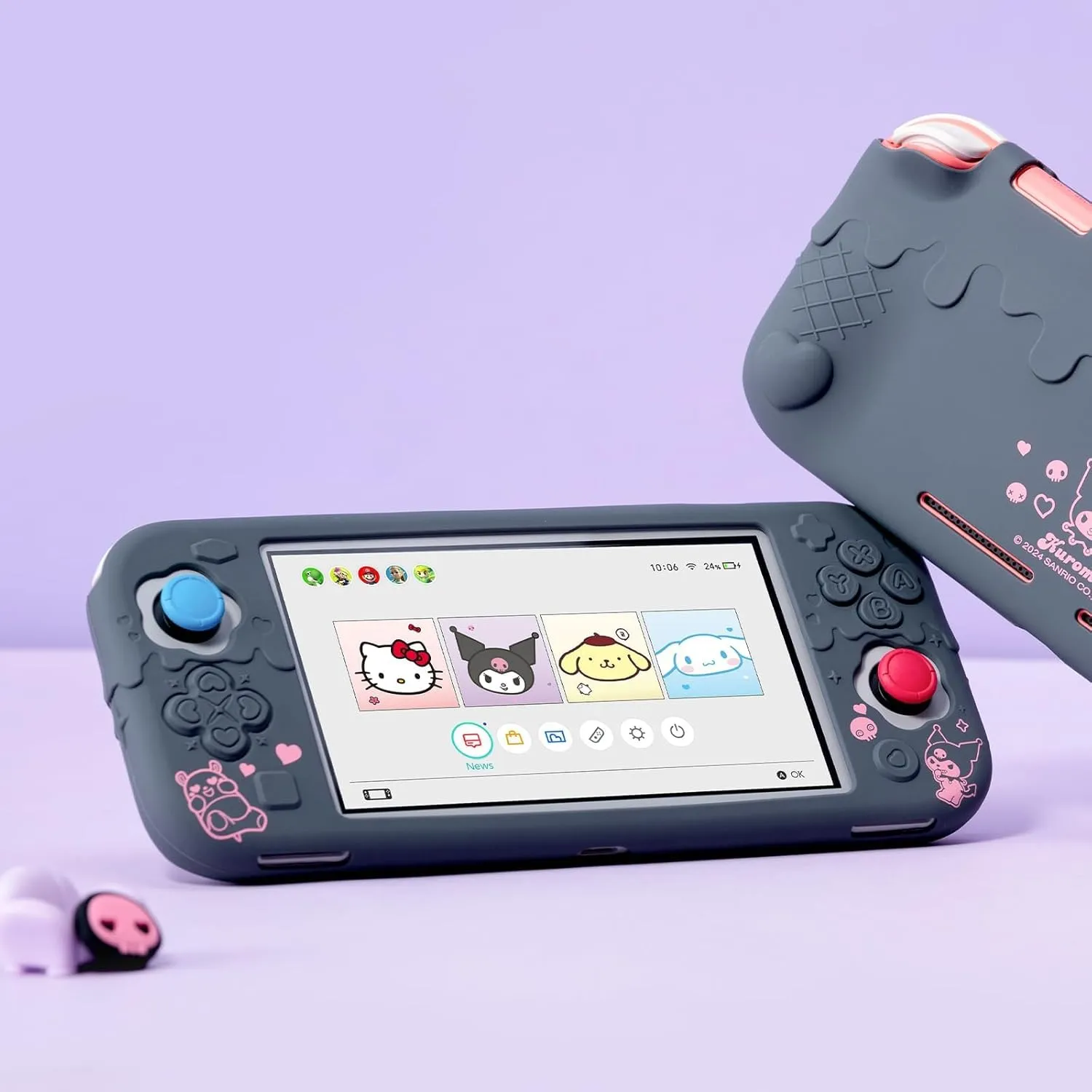 Custodia Protettiva per Switch Lite, Cover in Silicone Morbido Antigraffio Compatibile con Switch Lite 2019, Include 2 Coprimozzi (Nero) - immagine 4