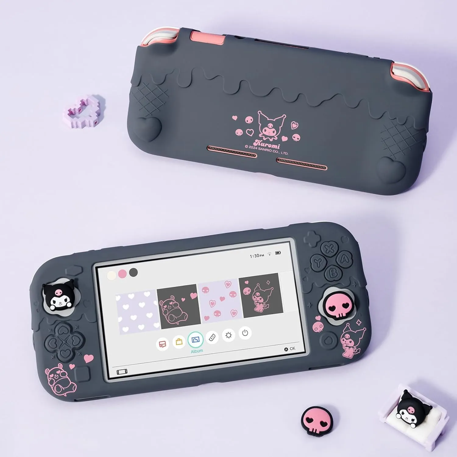 Custodia Protettiva per Switch Lite, Cover in Silicone Morbido Antigraffio Compatibile con Switch Lite 2019, Include 2 Coprimozzi (Nero) - immagine 5