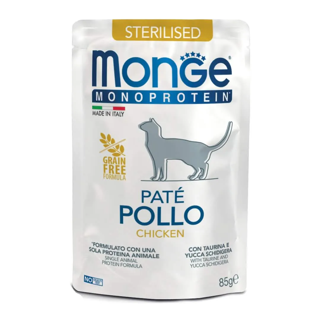 Monge busta monoporzione cat sterilised pate pollo 85 g - immagine 1