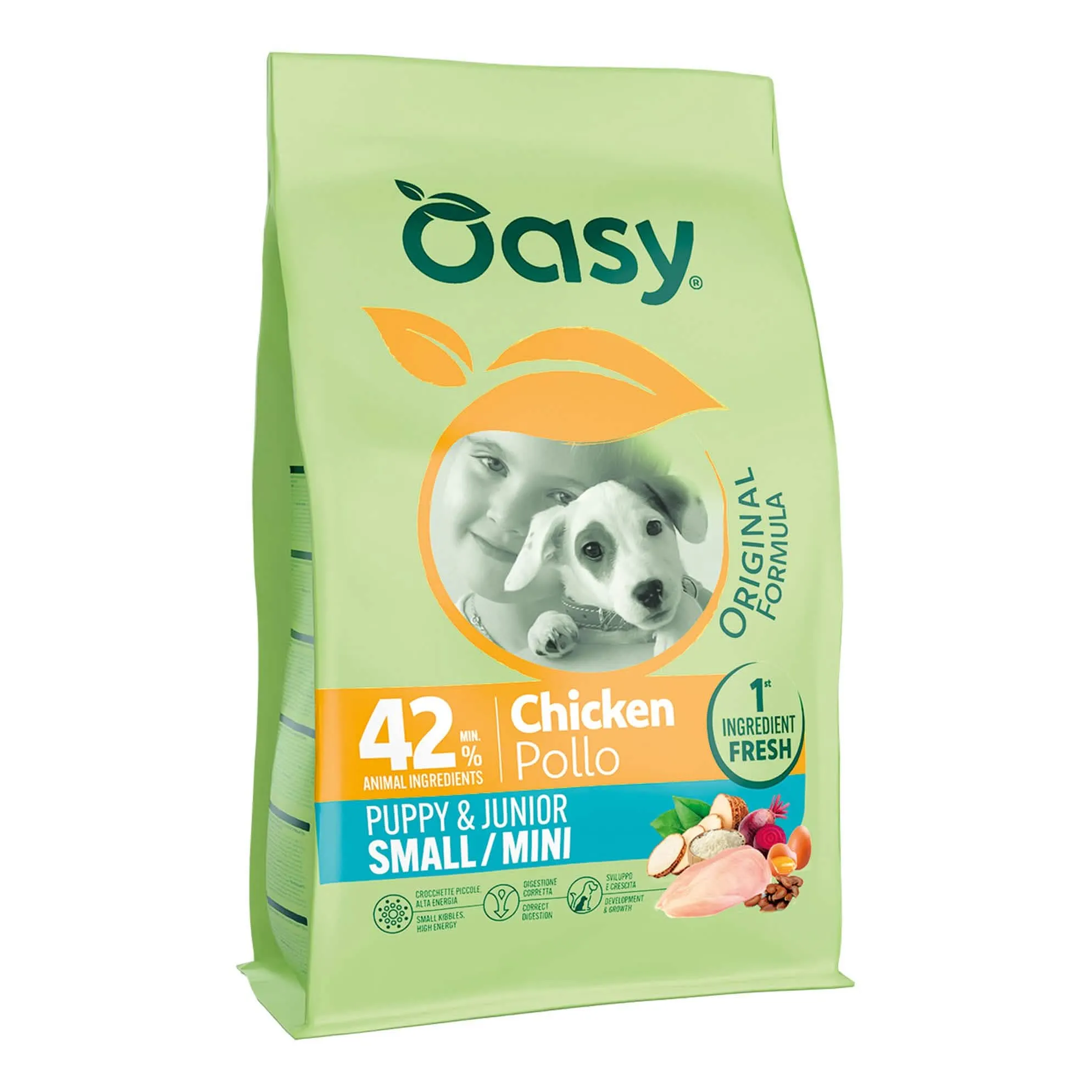 Oasy dry dog original puppy small/mini pollo 800 g - immagine 1
