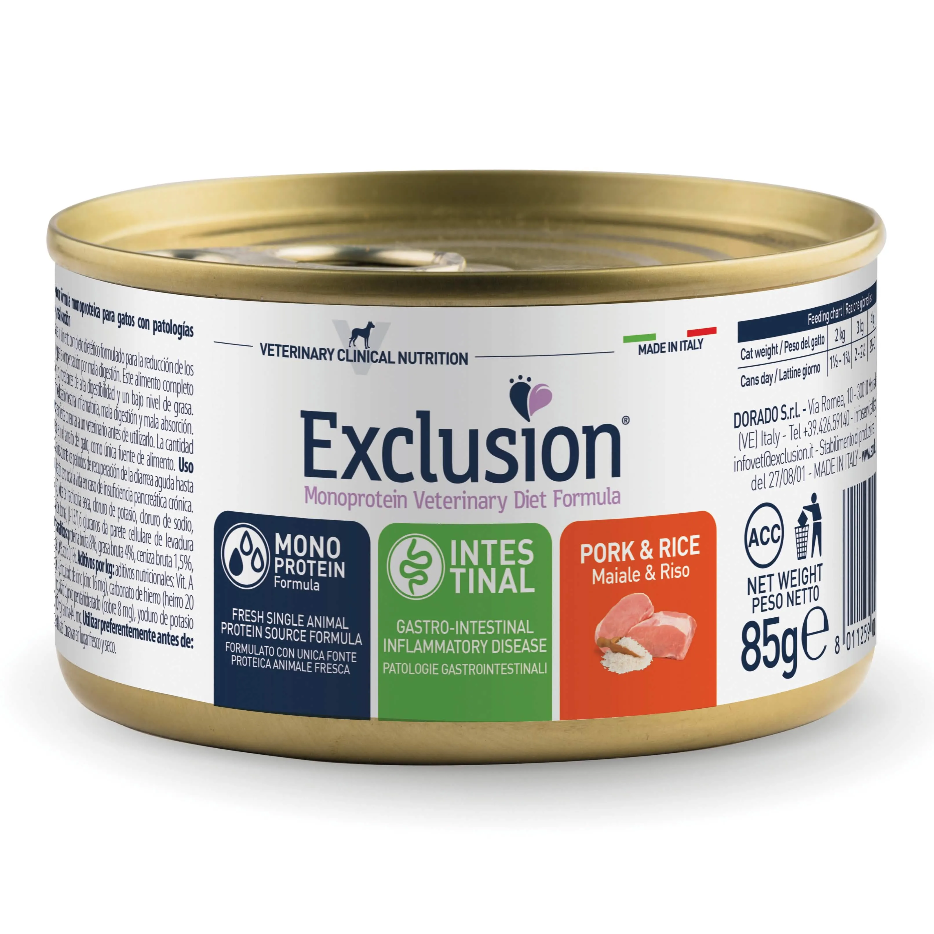 Exclusion monoprotein veterinary diet formula cat intestinal pork and rice 85 g - immagine 1