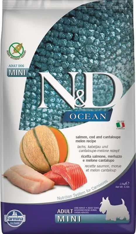 N&d ocean dog salmone merluzzo cantalopo adult mini g 800 - immagine 1