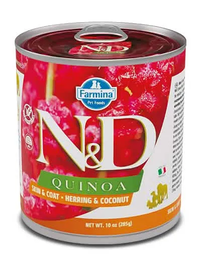 N&d dog quinoa skin & coat herring coconut 285 g - immagine 1