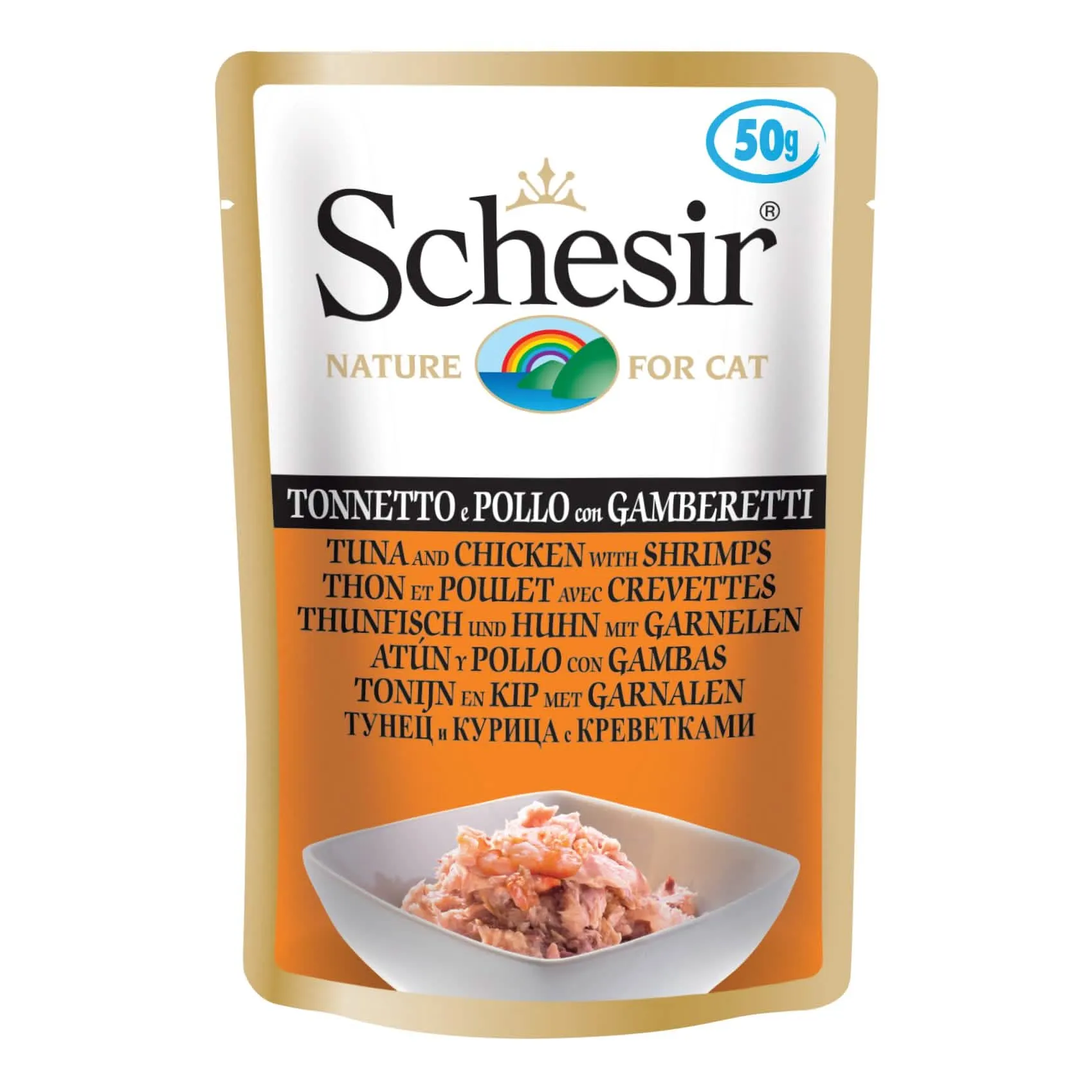 Schesir cat tonnetto e pollo con gamberetti 50 g - immagine 1
