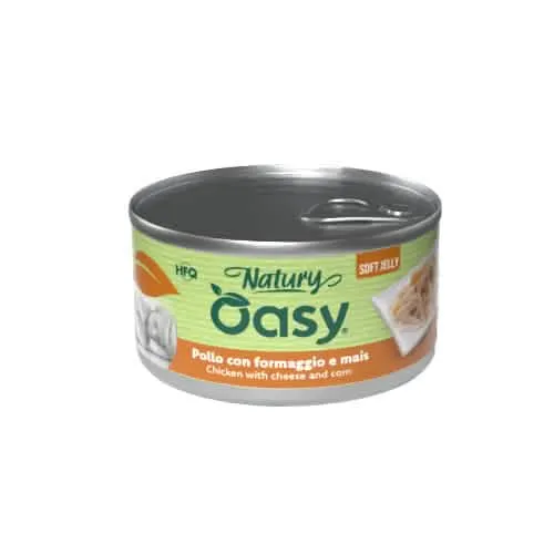 Oasy wet dog natury soft jelly pollo con formaggio e mais lattina 150 g - immagine 1