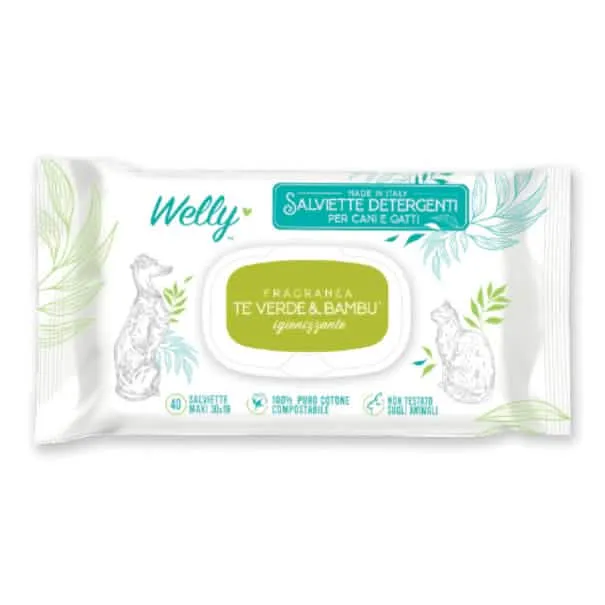 Welly salviette detergenti igienizzanti te' verde & bambu' 40 pezzi - immagine 1
