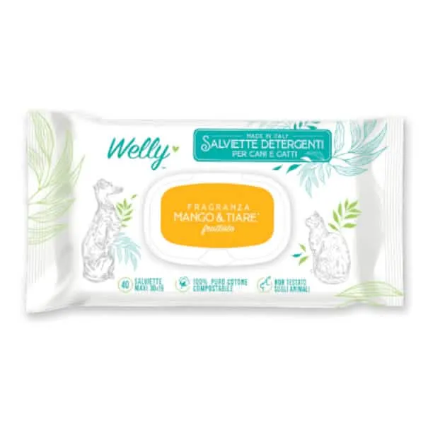 Welly salviette detergenti fruttate mango & tiare' 40 pezzi - immagine 1