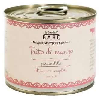 Barf gatto trito di manzo con patate dolci 200 g - immagine 1